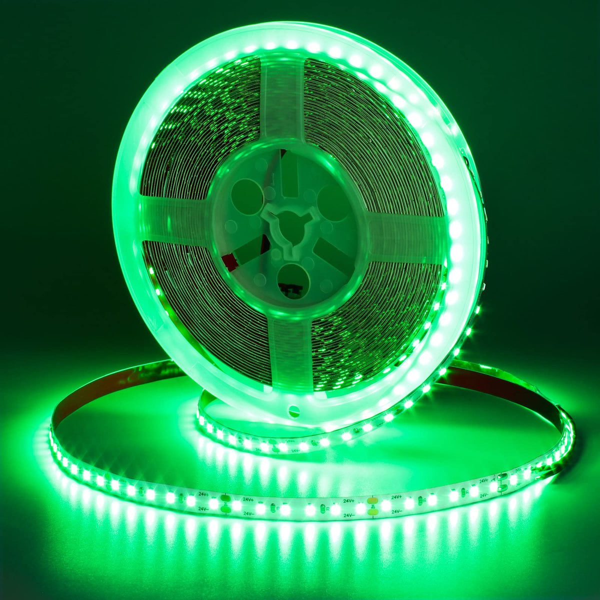 Kxzm Dc 24V Green Led Strip Light 32.8Ft(10M) 1200Leds Smd2835 90W High Brightness No-Waterproof Ip20 Flexible Ribbon For Kitchen Garden Backyard Hallways Stairs Decoration Lighting