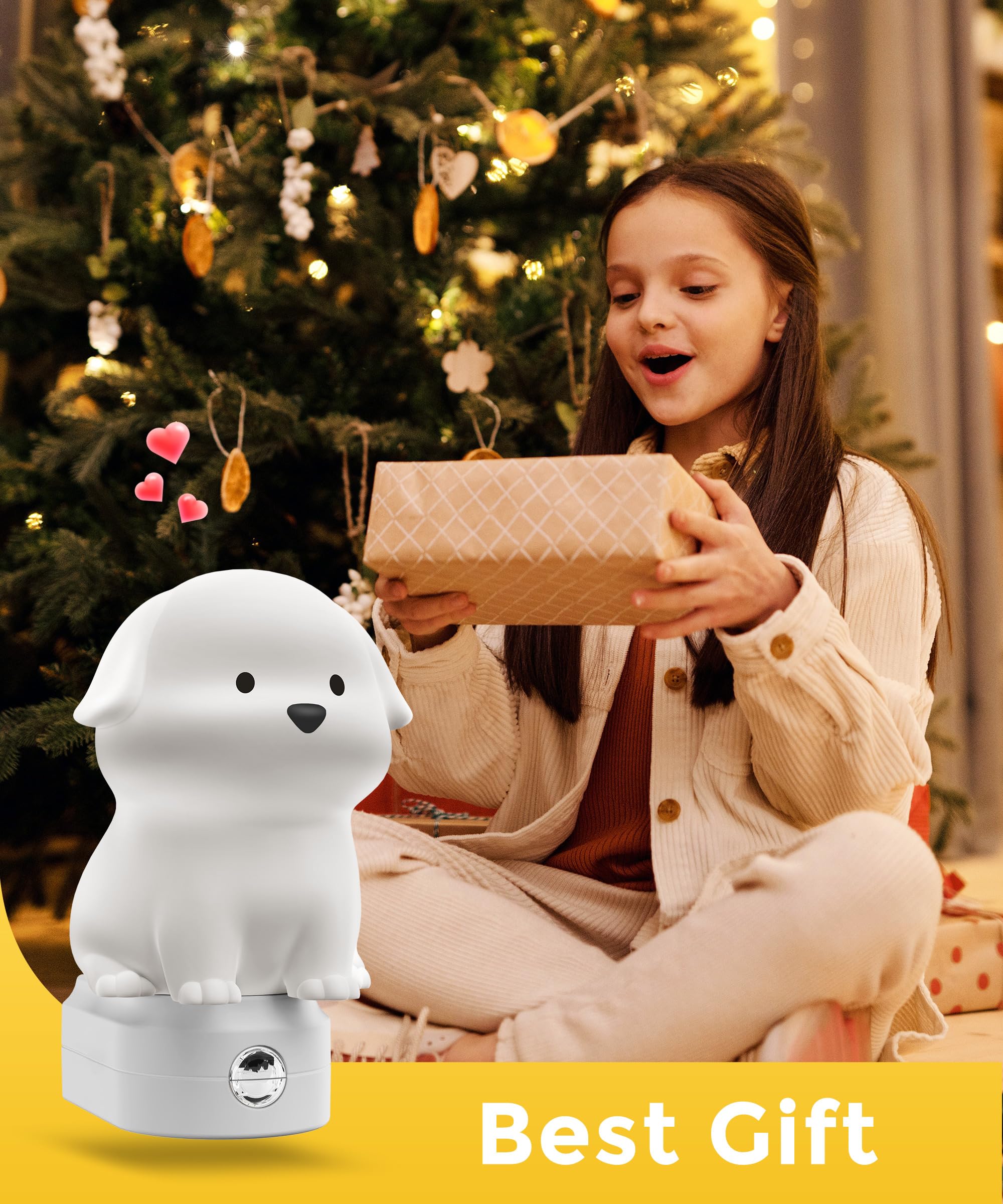 L Lohas Led Plug In Night Light For Kids  3D Cute Puppy Night Lights With Dusk To Dawn Sensor  Rgb+Soft White 3000K Dog Night Light  Christmas Birthday Gift Nightlight For Kids  Room Decor