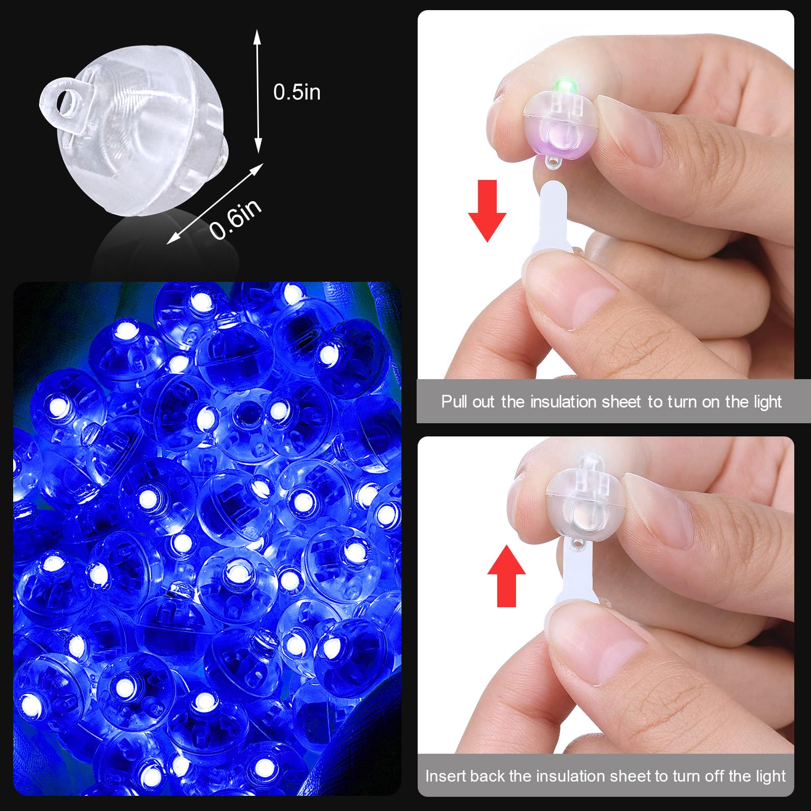 50Pcs Mini Led Lights With Hook, Waterproof Round Tiny Led Light For Party Decorations Neon Party Light, Blue-Blinking Lights