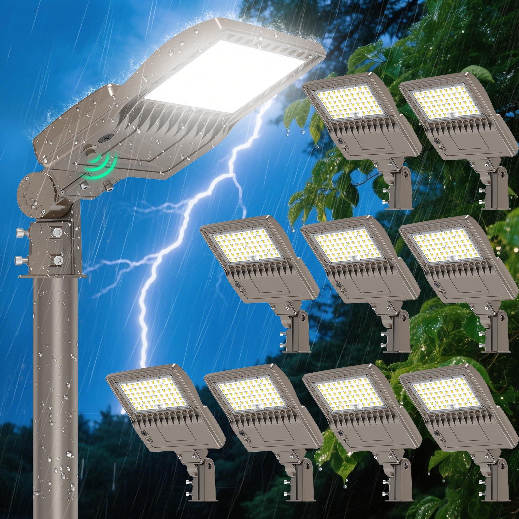 10Pack 480V 240W LED Parking Lot Light Dusk to Dawn 36000LM ETL Listed LED Shoebox Pole Lights 5000K IP65 Waterproof 277-480VAC 