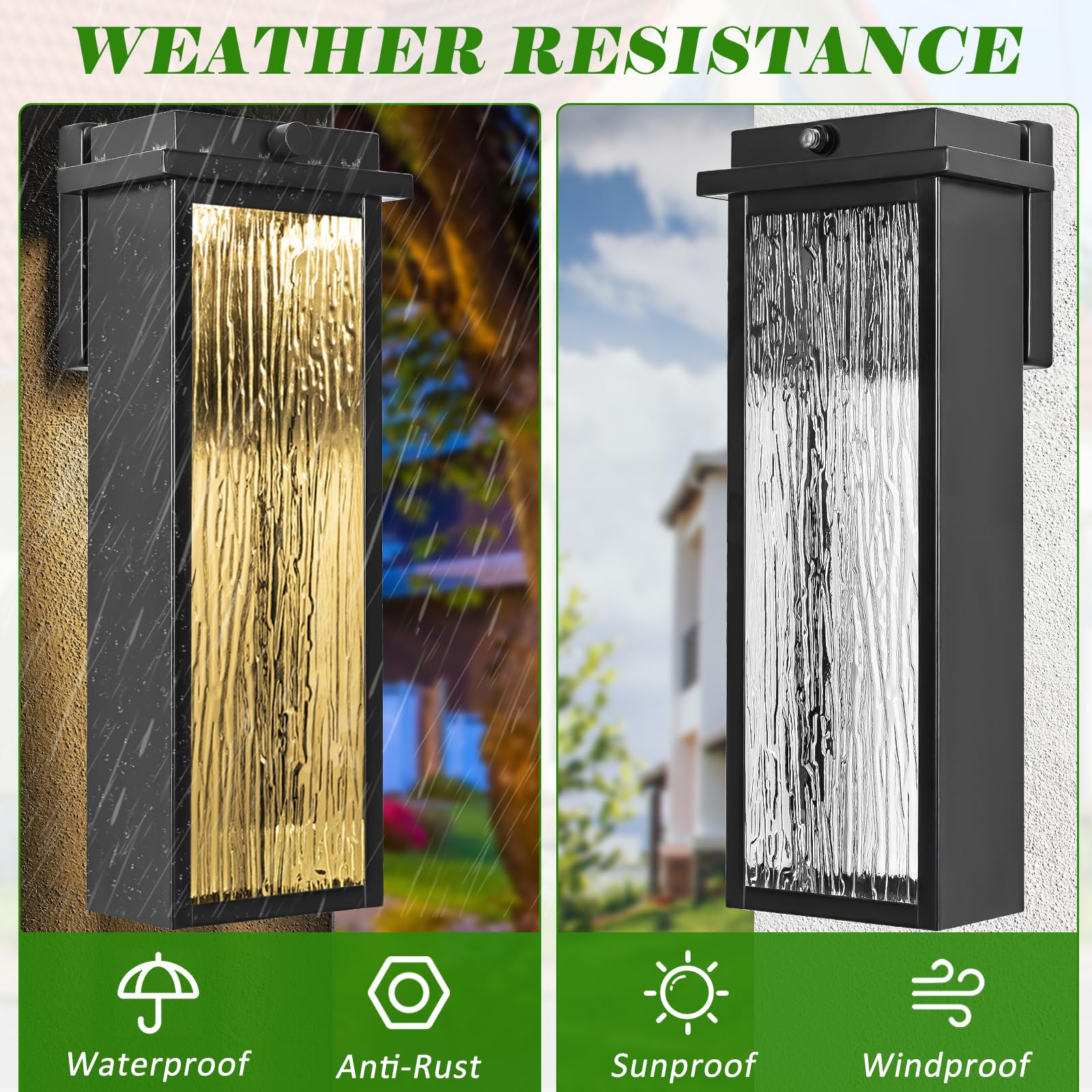20'' Extra Large Dusk To Dawn Led Outdoor Light 2 Packs, Black Modern Exterior Lighting Fixtures, Outside Porch Lights Wall Moun