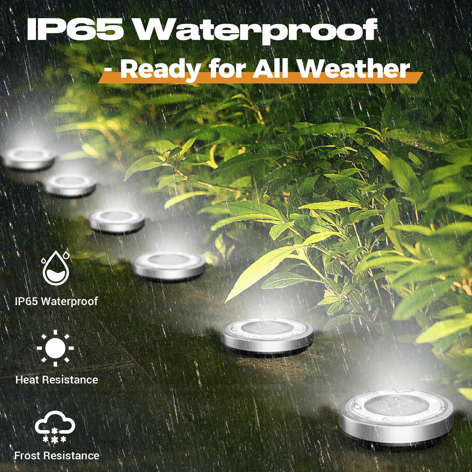 Treant Solar Light Vighep Solar Ground Lights 12 Pack Flat Solar Lights Outdoor Waterproo ...