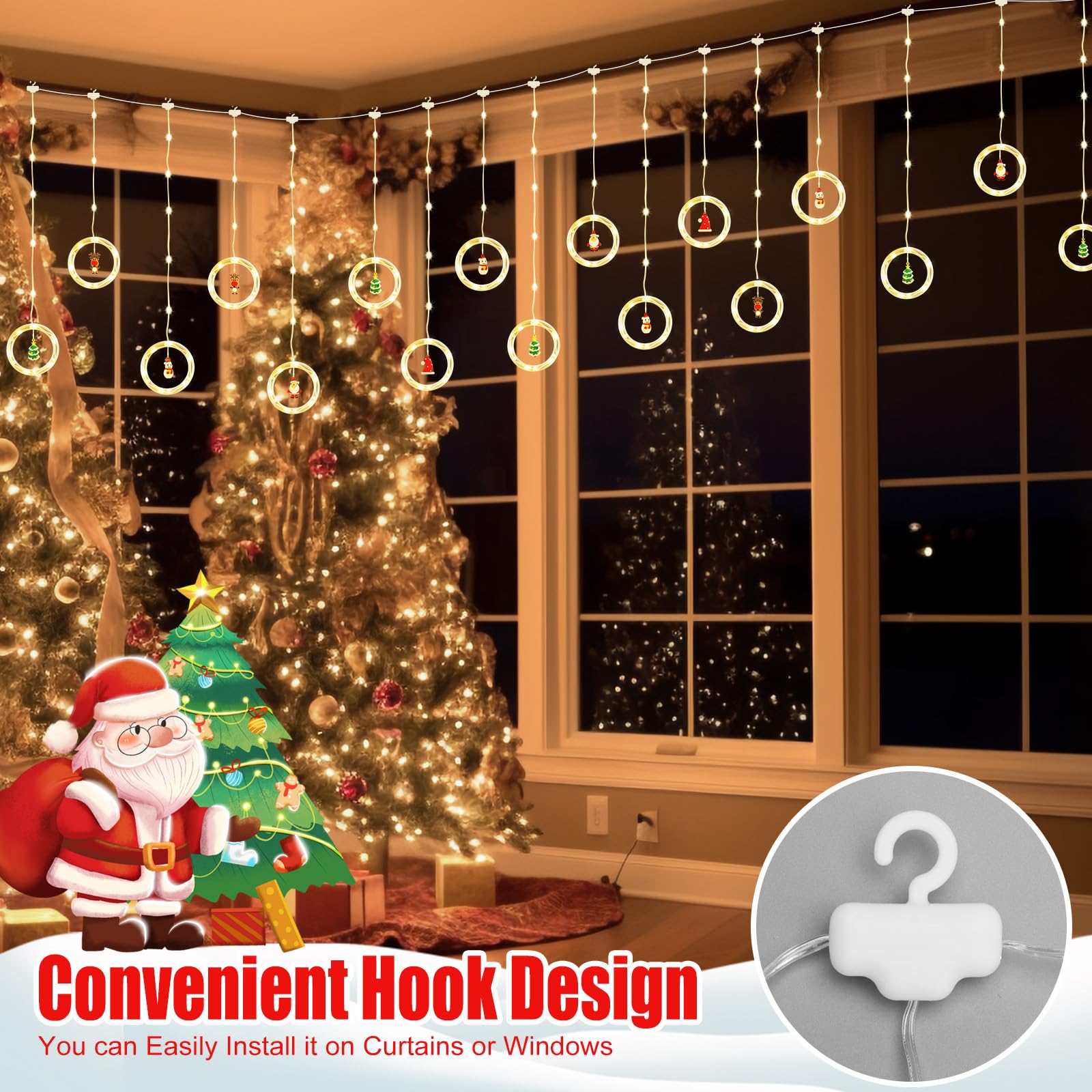 Christmas Decorations Lights Indoor/Outdoor,5M/16FT Waterproof 120LED Christmas Lights with Remote,Christmas Tree Lights with 8