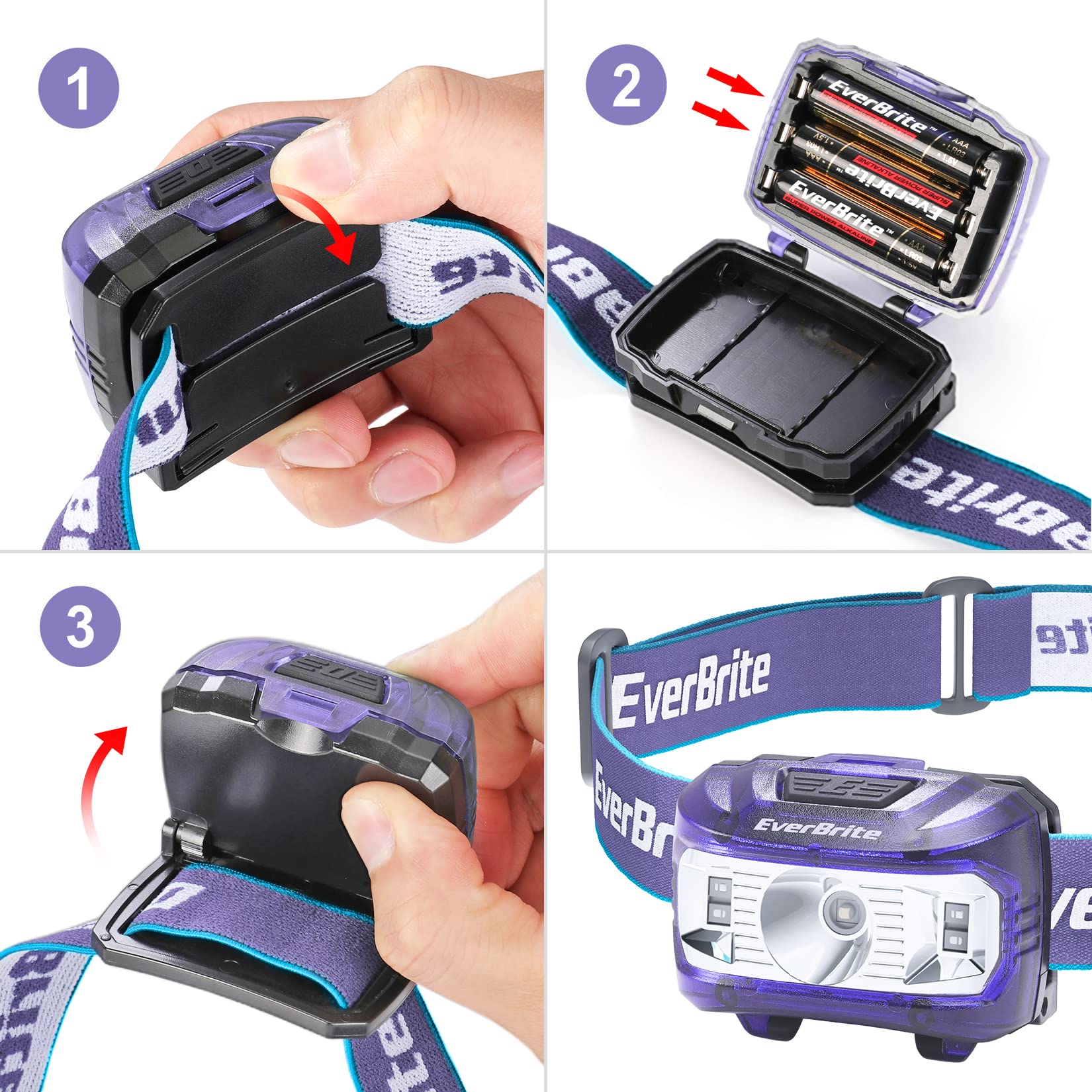 Everbrite Headlamp, 2 Pack Kids Headlamp With Red Light And Memory Function, Head Lamp For Adults And Kids With 5 Modes, Bright