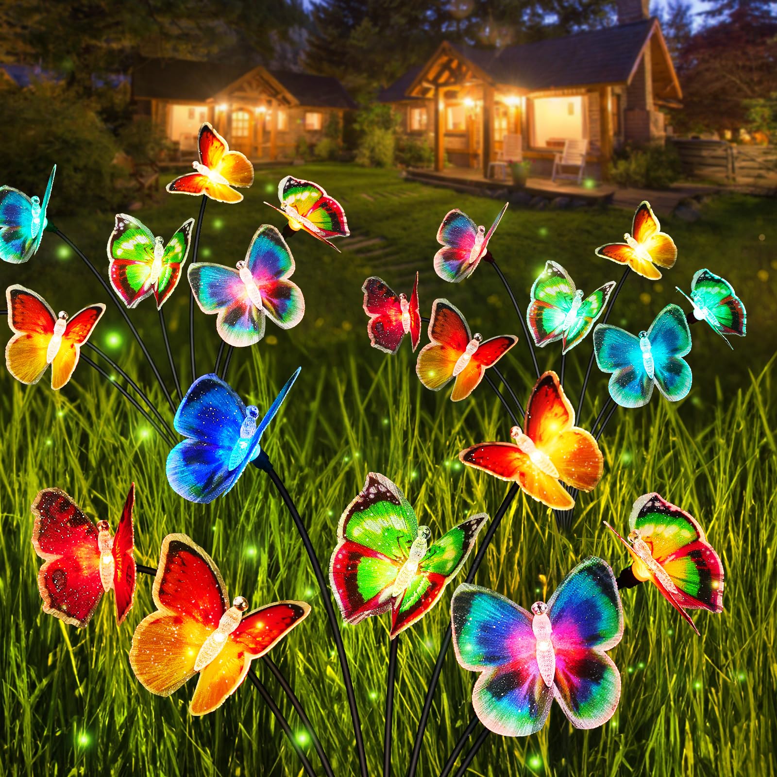 Ahaorigin Solar Garden Lights - 3 Pack Colorful Butterfly, Waterproof, 7 Color Changing Outdoor Decor