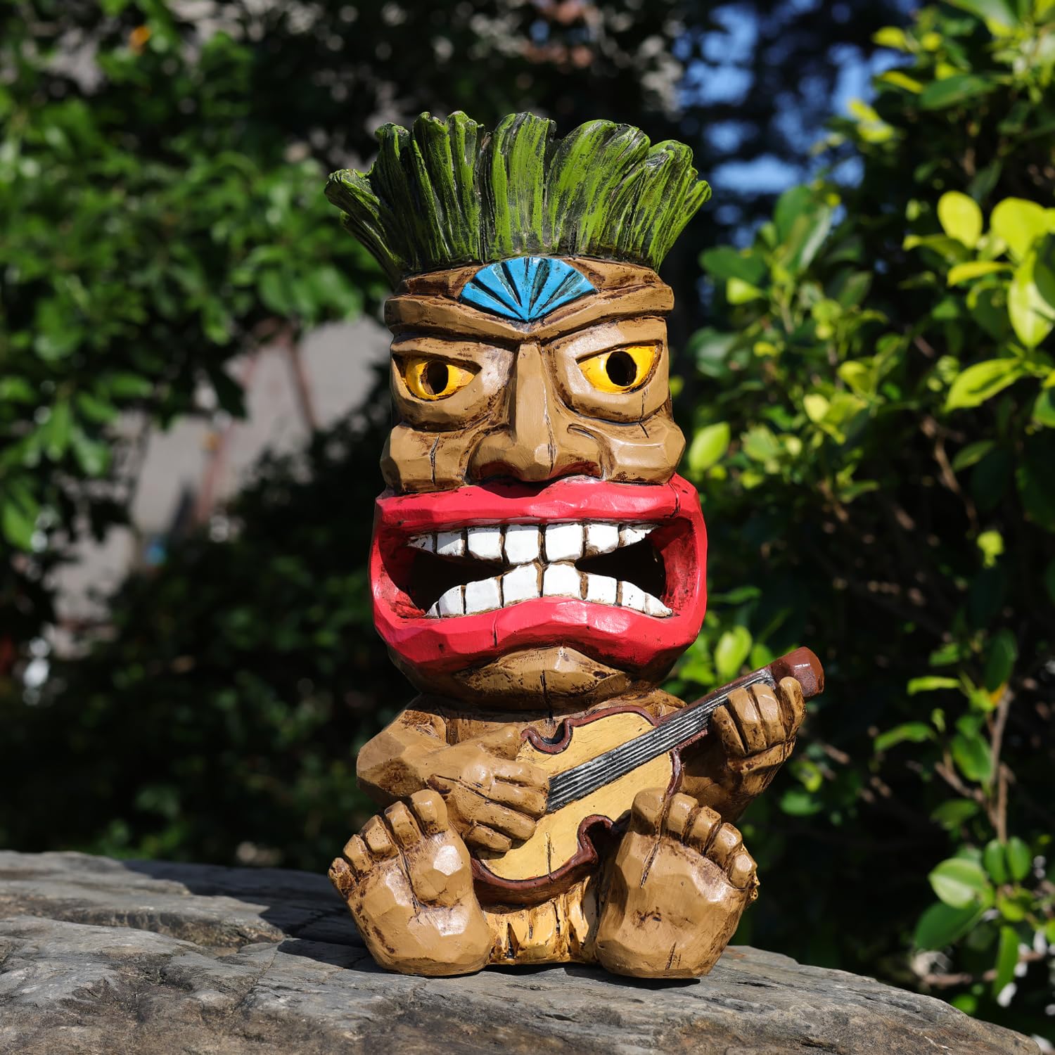 Yiosax Solar Tiki Statue Outdoor Decor-Garden Guitar Tiki Statues-Tiki Bar Decorations For Outdoor Patio Yard Lawn Balcony Bar P