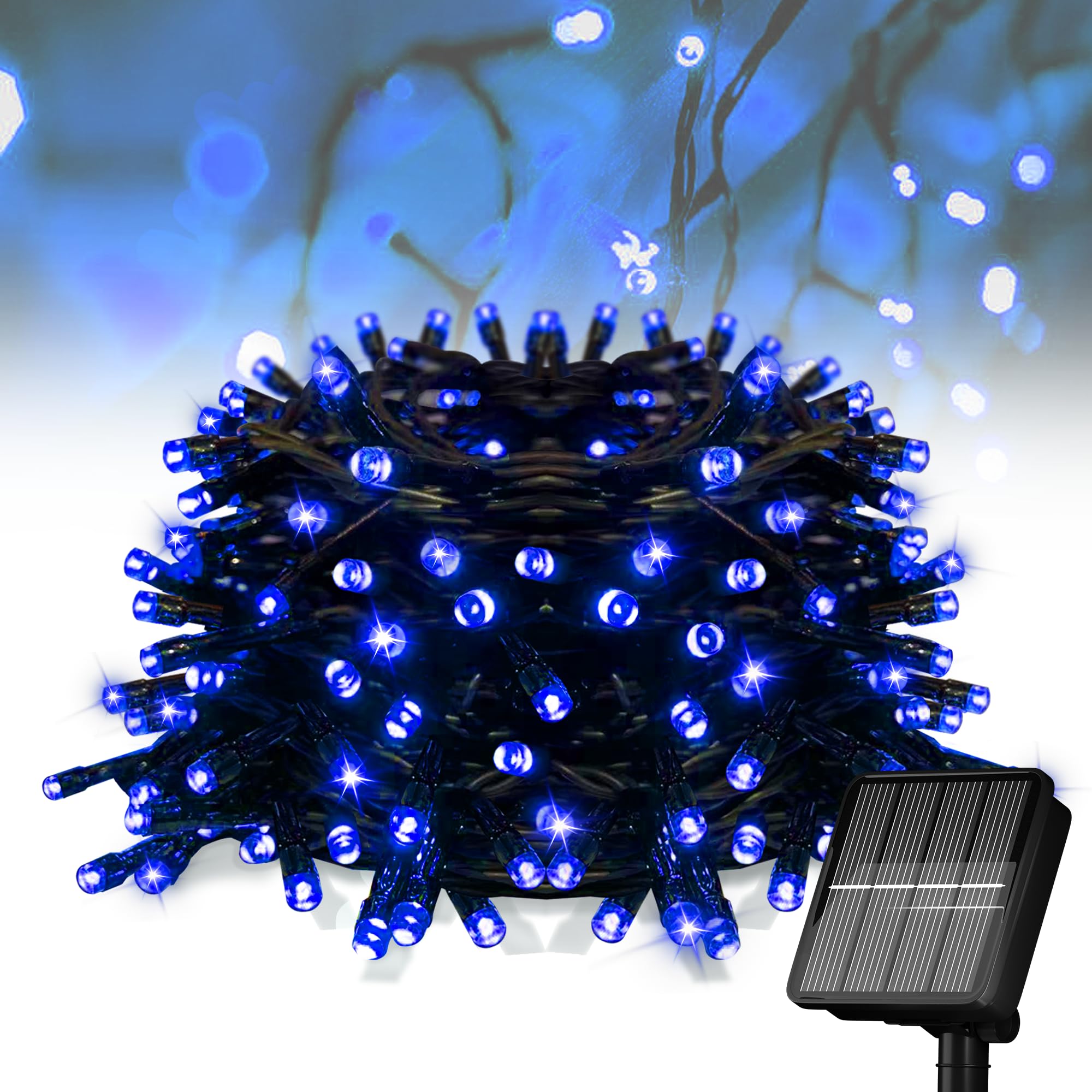 Solar String Lights For Outside  39Ft 100 Led Solar String Lights Outdoor With 8 Modes Solar Lights For Outside Waterproof For Yard  Fence Balcony  Party Christmas Tree Decorations (Blue)