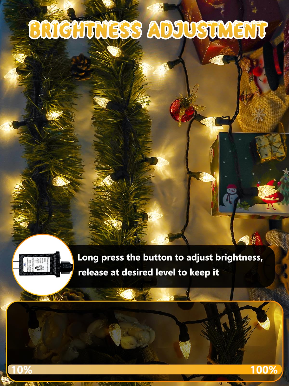 240 Led 78Ft C6 Christmas String Lights  Super Long Christmas Lights Outdoor Indoor With 13 Modes & Timer  Waterproof Fairy Twinkle Light Plug In For Tree Garden Party Xmas Decorations (Warm White)