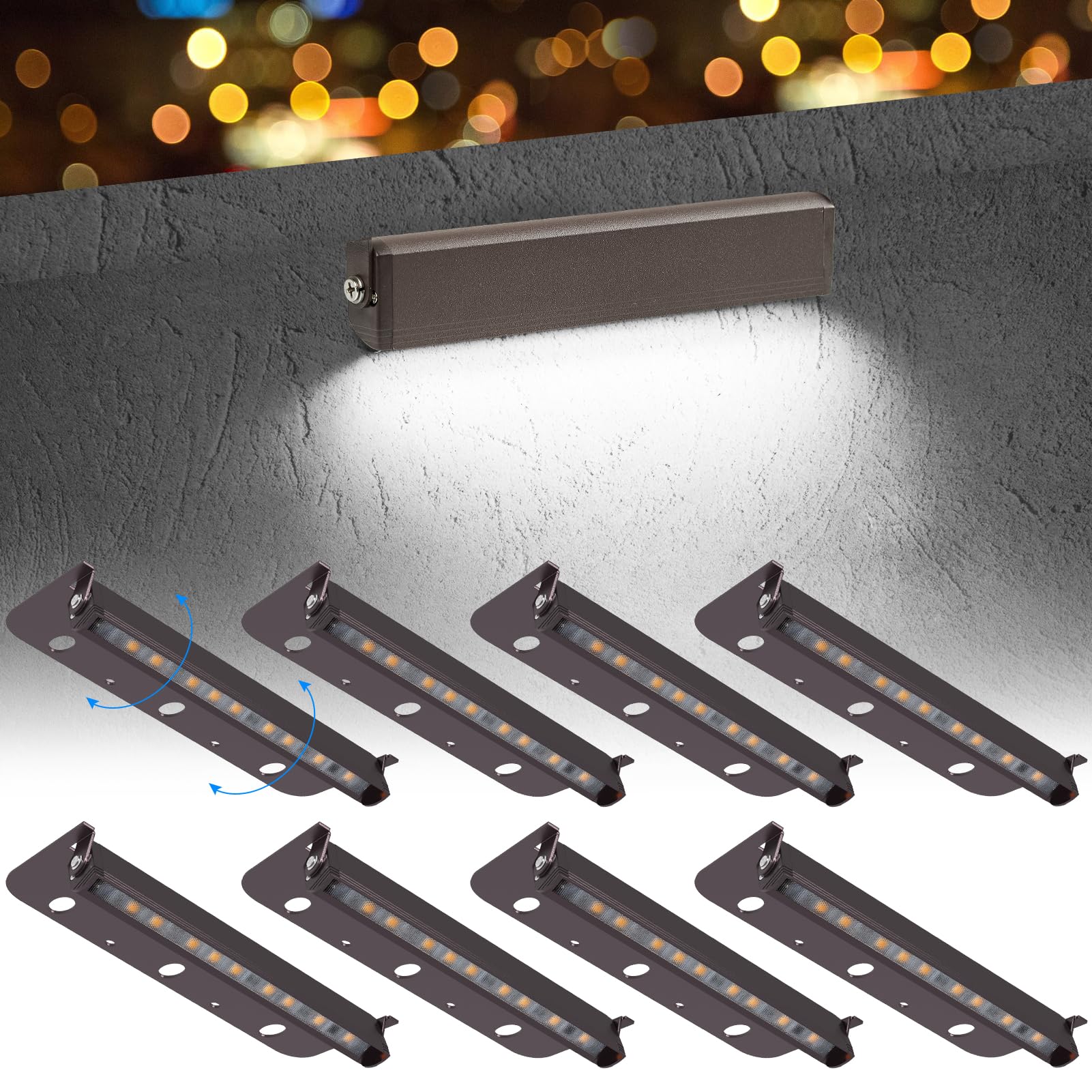 Kwinmyso 8-Packs 3W 7Inch Led Hardscape Paver Lighting,12V Ac/Dc Low Voltage Retaining Wall Lights,Led Landscape Lighting,5000K Daylight White Outdoor Step Light,50,000 Hours Lifespan