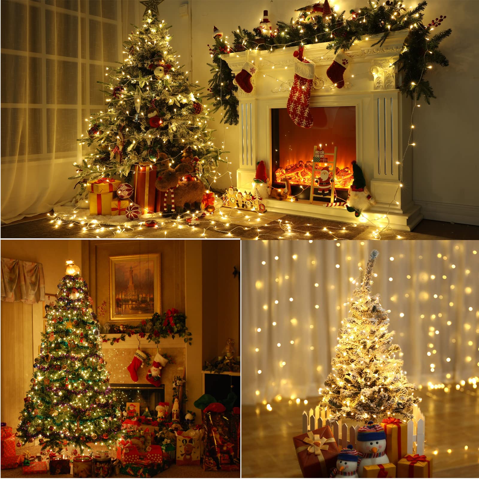 Jnaurb Christmas String Lights, 200 LED, 75 Ft, Warm White, 8 Modes, Waterproof, Model LED0823200