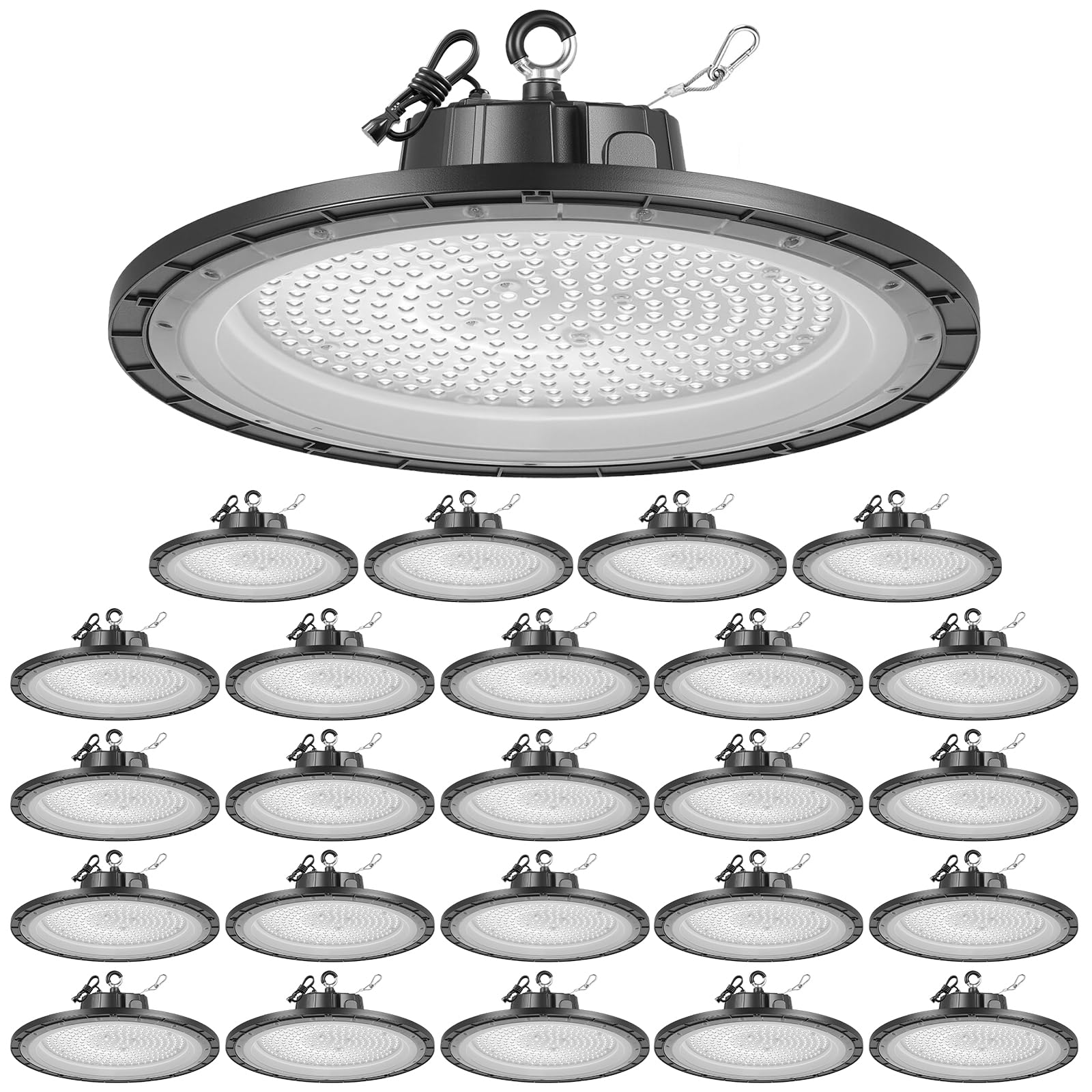 VEVOR 20 Pack LED High Bay Lights, 5000K 150W 21000LM Super Bright UFO LED Garage Shop Lights, IP65 Waterproof, 100-277V Wide Vo