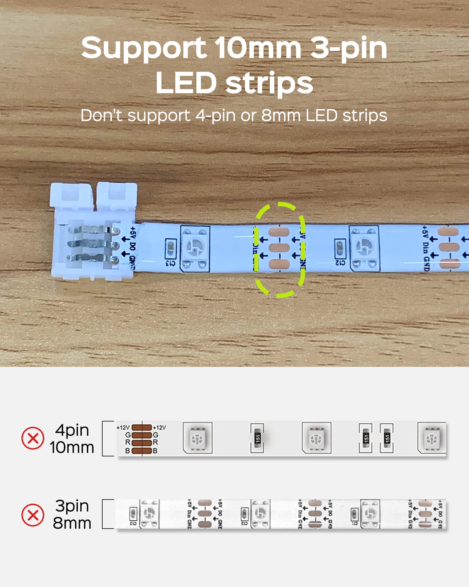 Jackyled 30 Pcs 3-Pin Led Connectors, 10Mm L Shape Led Strip Connectors Unwired Solderless Gapless Adapter Connectors Terminal E