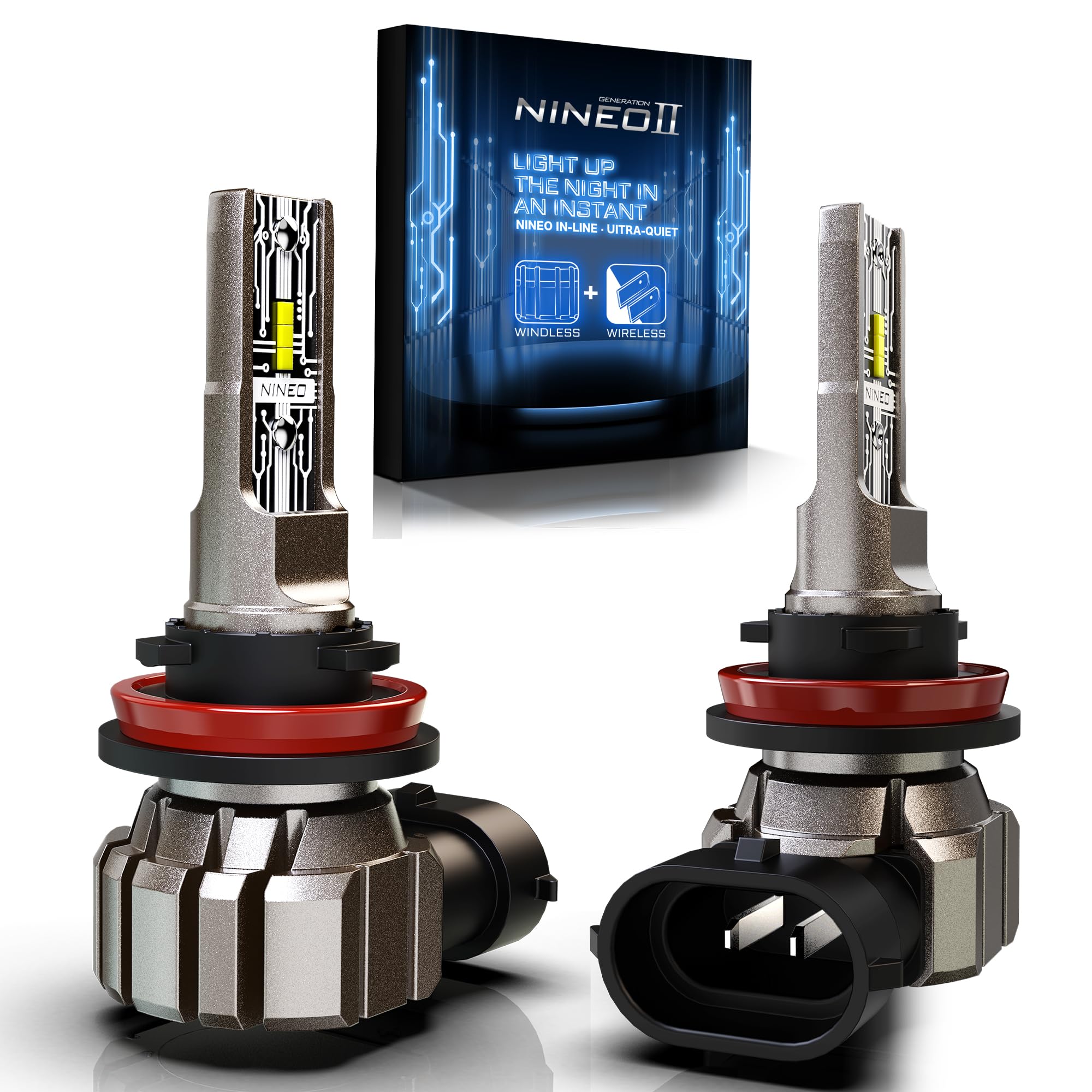 NINEO H-9 Fog Light Bulbs 6500K Cool White Wireless Pack of 2