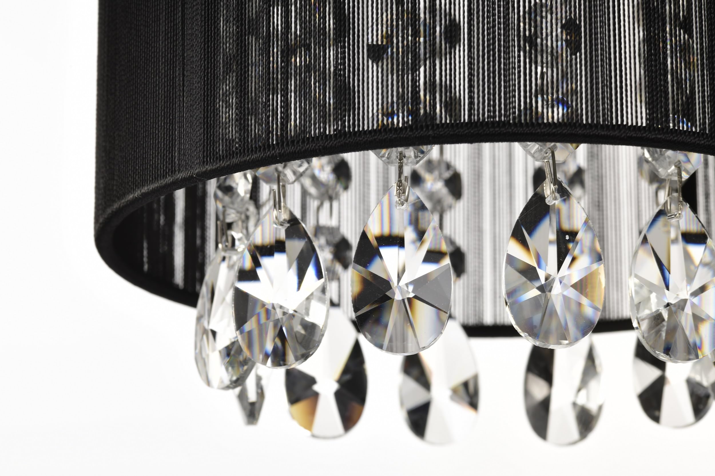 LaLuLa Hanging Lamp, Black Cotton Chandelier, 1-Light Pendant Light, 7in Size, Model P17168PK-P