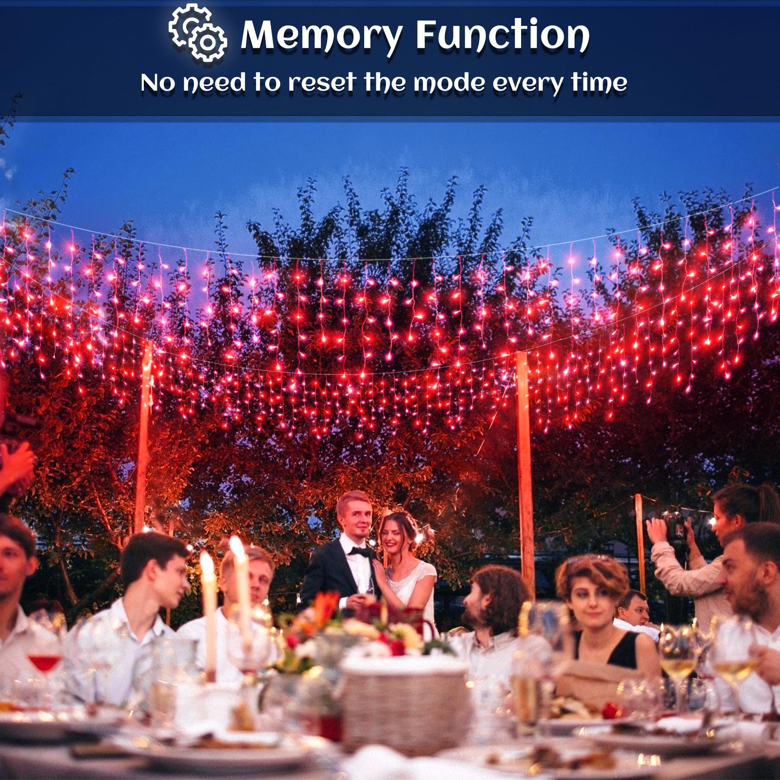 Nielfoi 33ft Red Icicle Lights, 400 LED Waterproof Christmas Twinkle Lights for Outdoor & Indoor, Clear Wire Short Curtain Decoration