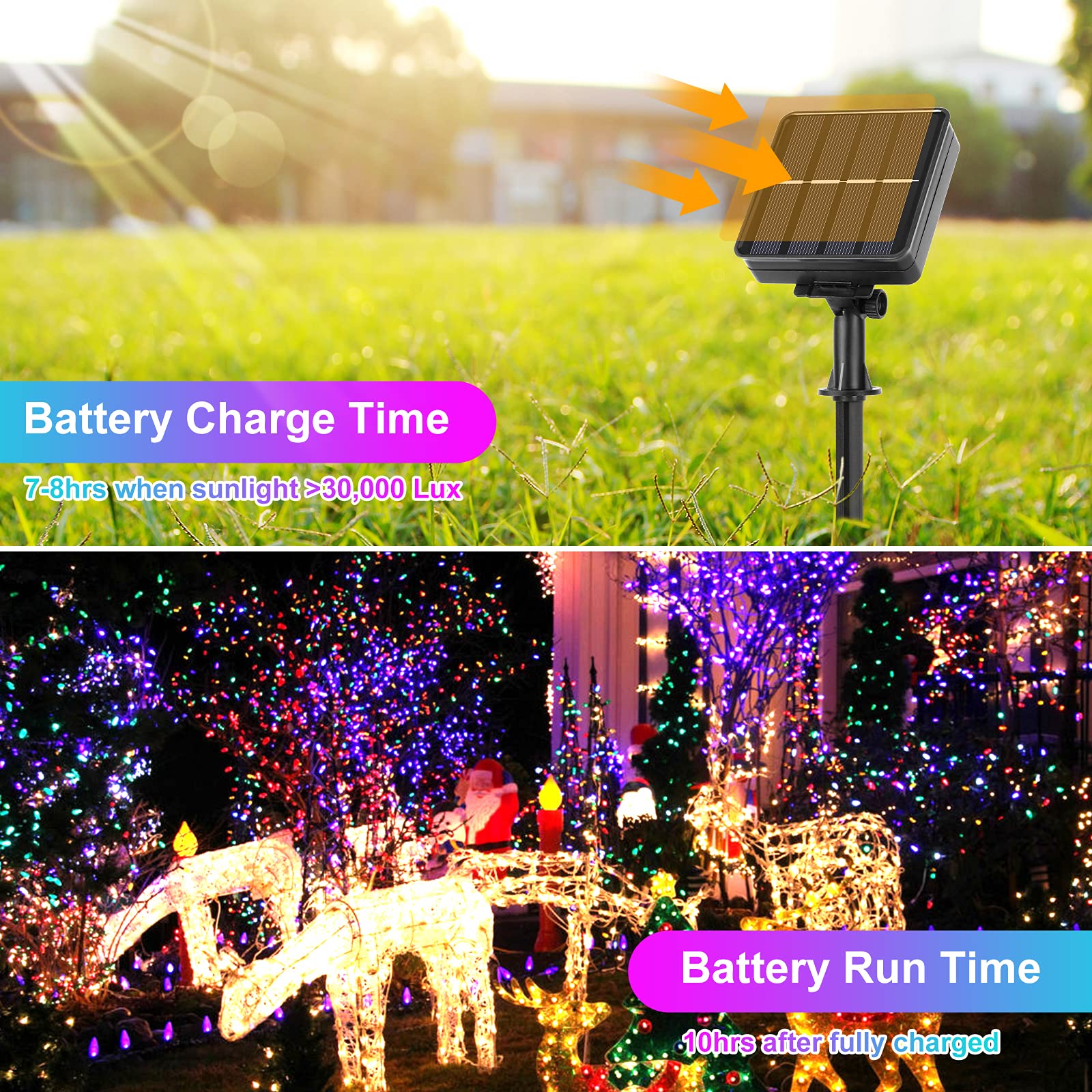 Extra-Long 288Ft 800Led Solar Fairy String Lights, 4-Pack 72Ft 200 Led Outdoor Twinkle Lights Waterproof, 8 Lighting Modes, Mult