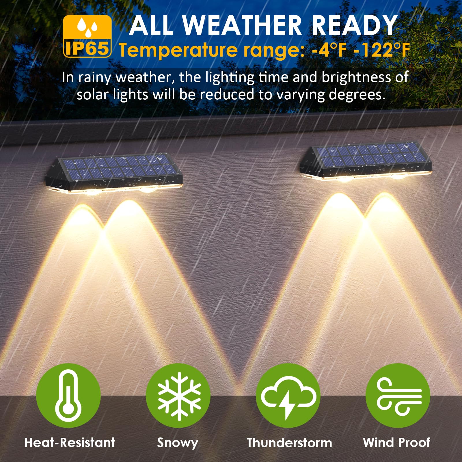 Solar Fence Lights Outdoor - 2700/4000/6000K 3 Mode, Ip65 Waterproof Fence Solar Lights Outdoor, Fence Light Solar Powered For O