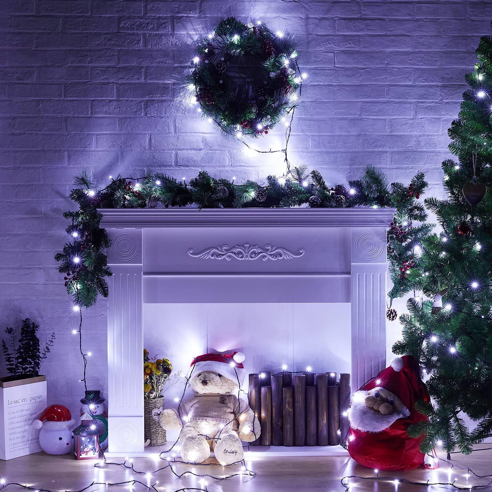 Christmas String Lights 66Feet 200 Led Twinkle Fairy Lights String With 8 Light Modes For Christmas Trees Garland Wreath Wedding Indoor Outdoor Holiday Decorations With White