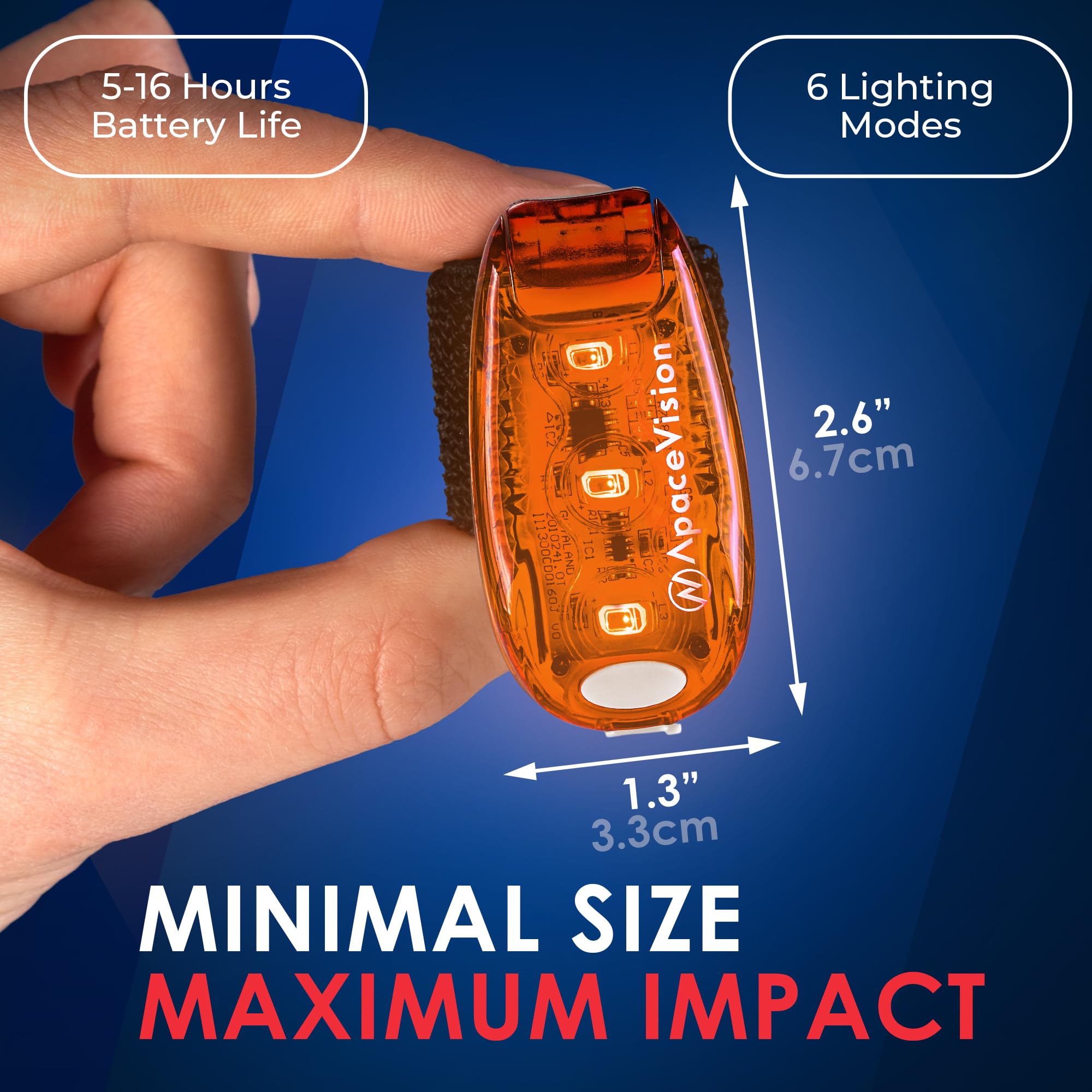 Apace EverLightFX USB Rechargeable LED Safety Light - Super Bright Orange Bike Tail Light, Perfect for Running, Jogging, and Pets (2 Pack)