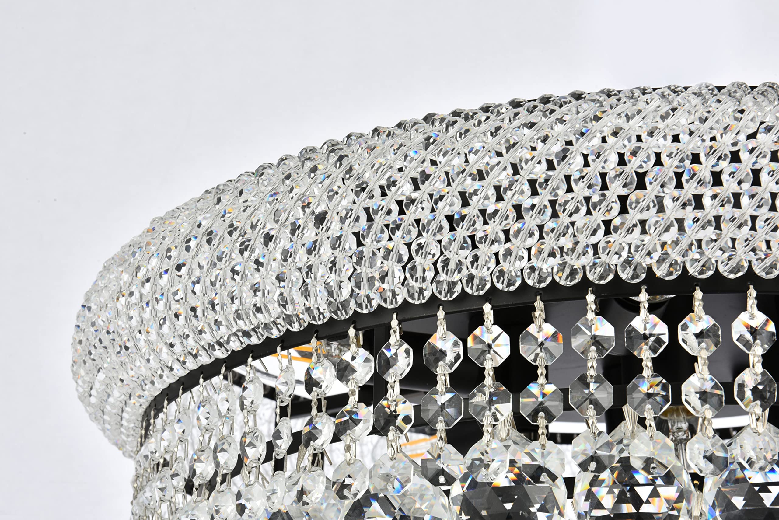 Elegant Lighting 10-Light Crystal Chandelier, Chrome Finish, Model 1800F20C/RC, Clear Crystals, Flush Mount