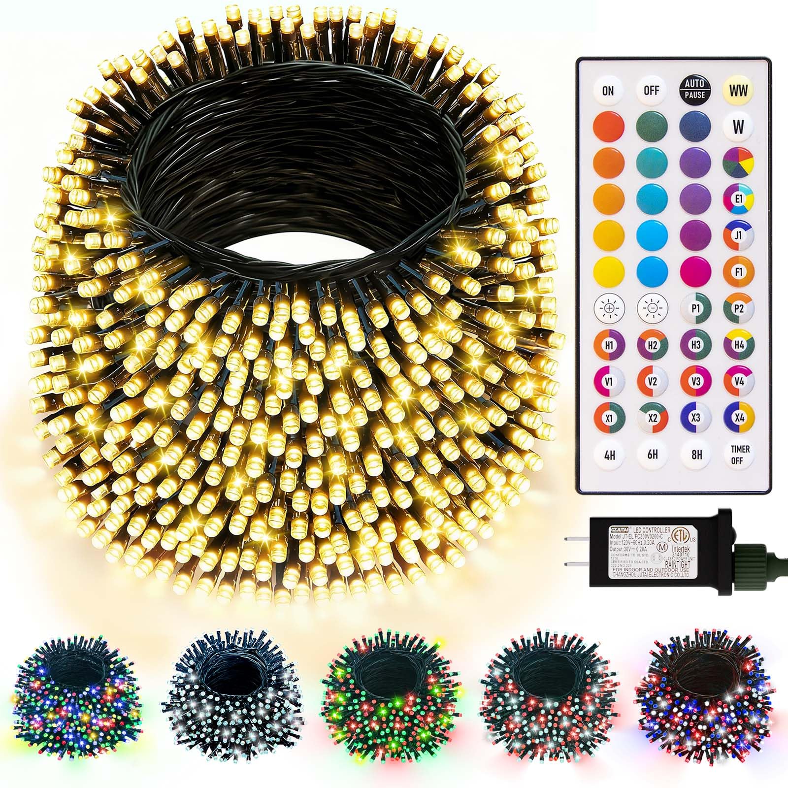 Lithome 99Ft 300 Led Color Changing Christmas String Lights Outdoor  35 Colors 9 Modes Rgb Christmas Lights With Remote  Dimmable Led String Light  Xmas Tree Light For Indoor Holiday Party Decor