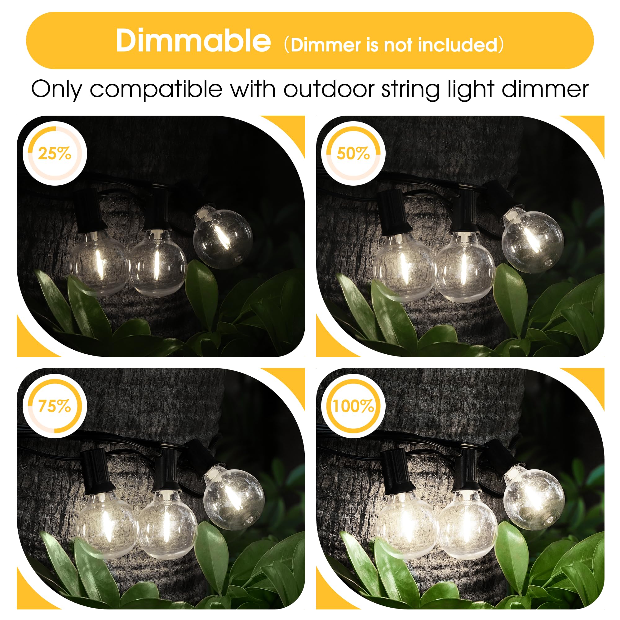 Mlambert G40 Led Replacement Light Bulbs For String Lights, Dimmable E12 Base Shatterproof Bulbs, 1W Equal To 5W, Neutral White