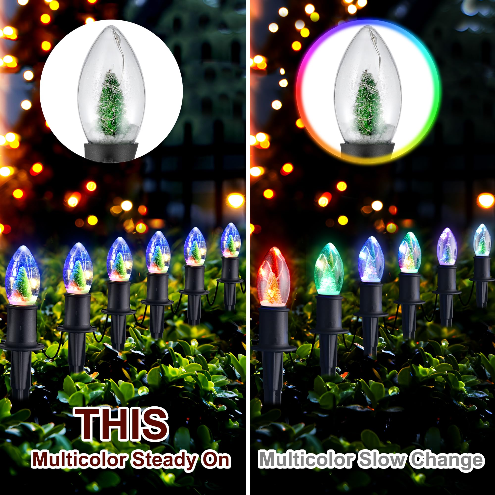 Christmas Pathway String Lights Outdoor- Led 24.5Ft Christmas Path Marker Light With 20 C9 Christmas Tree Light Bulbs Decor, Con
