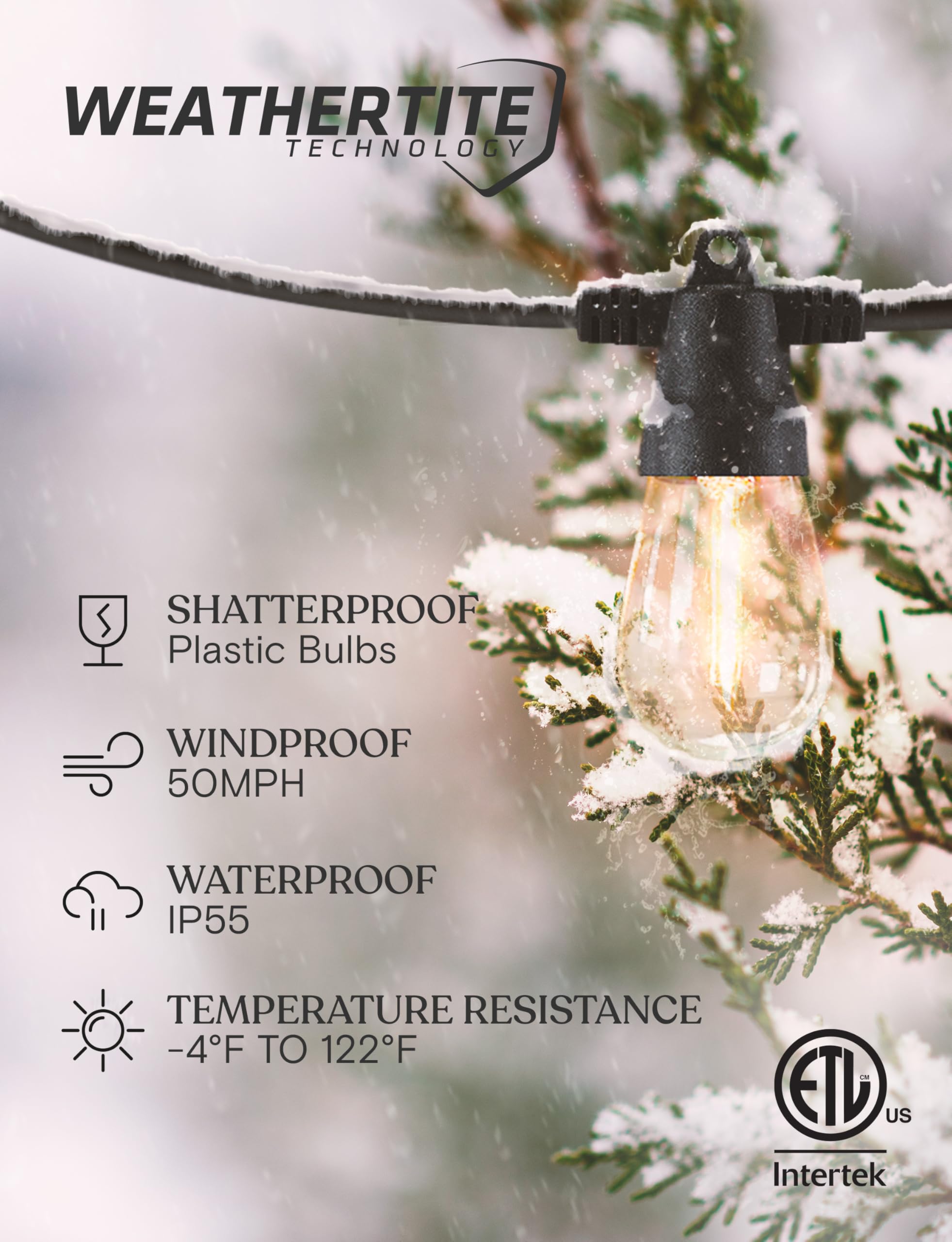 Brightech Ambience Pro Solar String Lights - 27Ft, Super Bright, Waterproof, Remote Control, 12 LED Bulbs, Commercial Grade, Model SLR4W-27NH-CC
