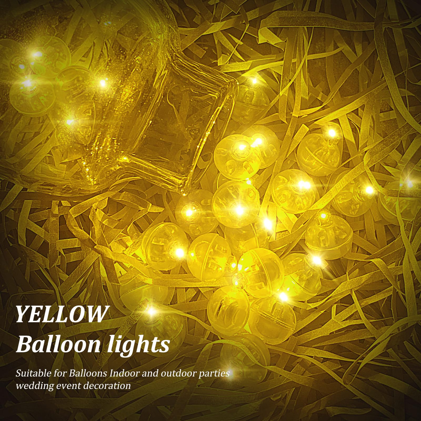 50 Pcs Yellow Led Balloon Light, Tiny Led Lights Round Led Ball Lamp For Balloons Birthday Party Event Fun Indoor Outdoor Weddin