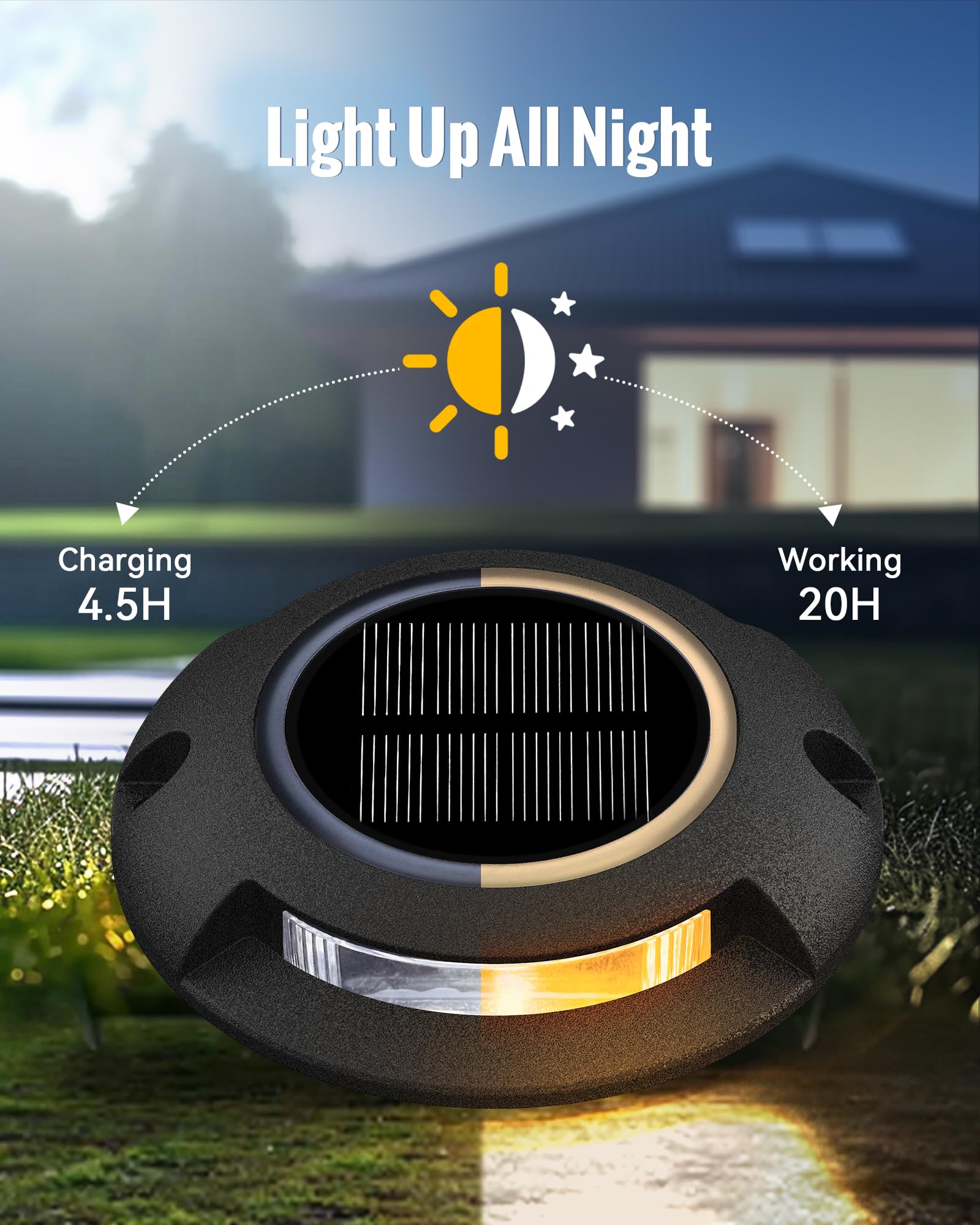Fabstyl Solar Dock Lights - Waterproof 12 Pack, Dual-Sided Led For Pathway & Patio, Black