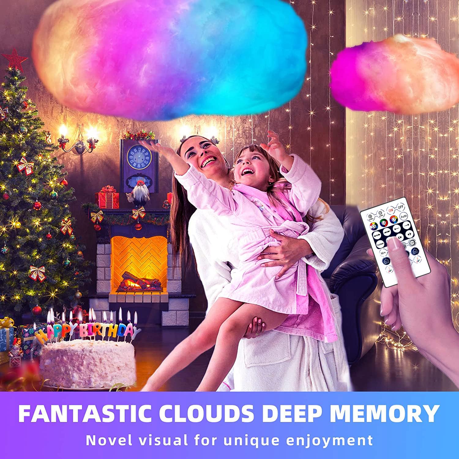 FLAGTOP LED Cloud Light, RGB, 24x16in, Remote & App Control, Model NLT-0001, Ideal for Bedroom & Kids Room Décor