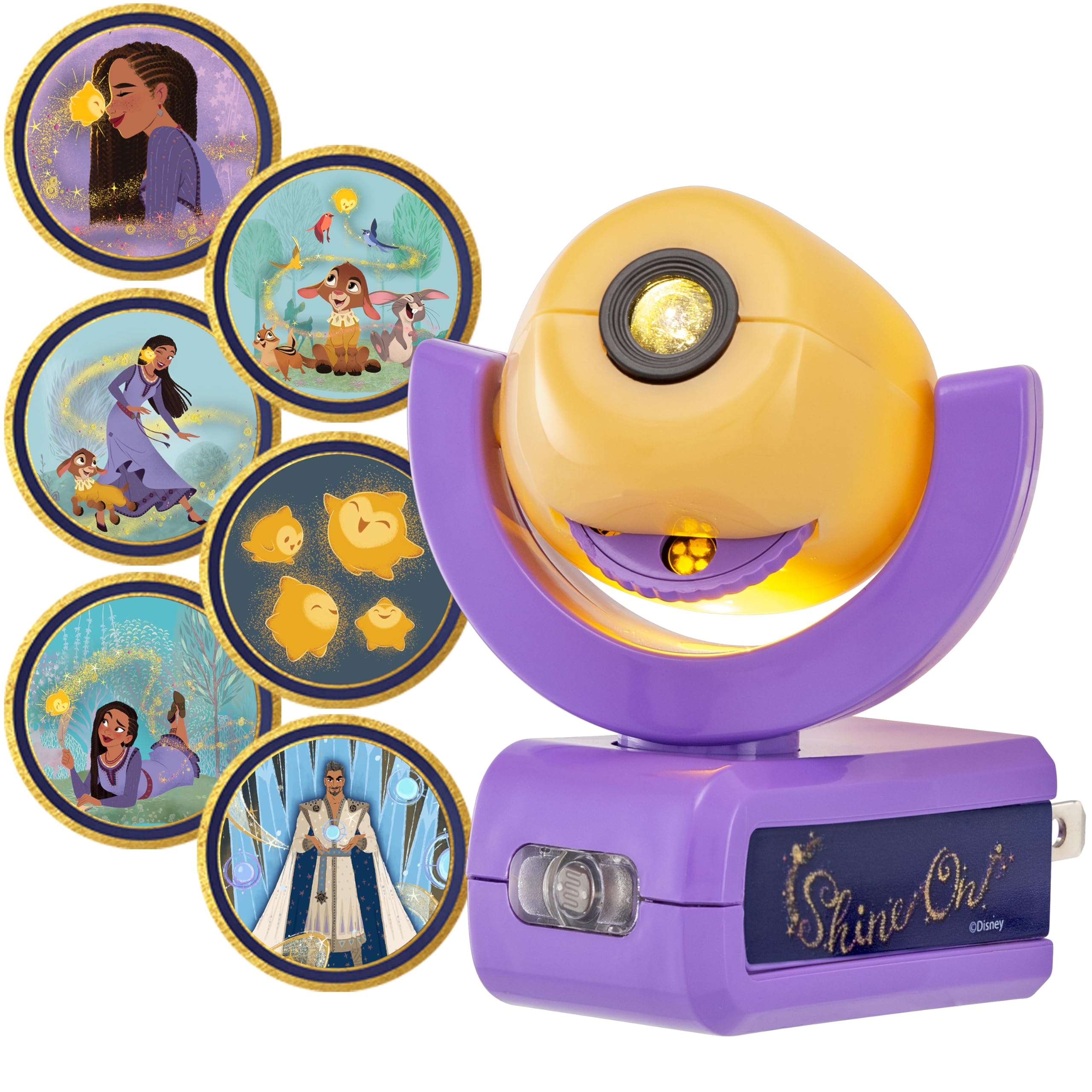 Projectables Disney Wish LED Night Light Plug-in Dusk-to-Dawn Projector Ideal for Kids Girls Boys Nursery Playroom Bathroom Bedroom 80089