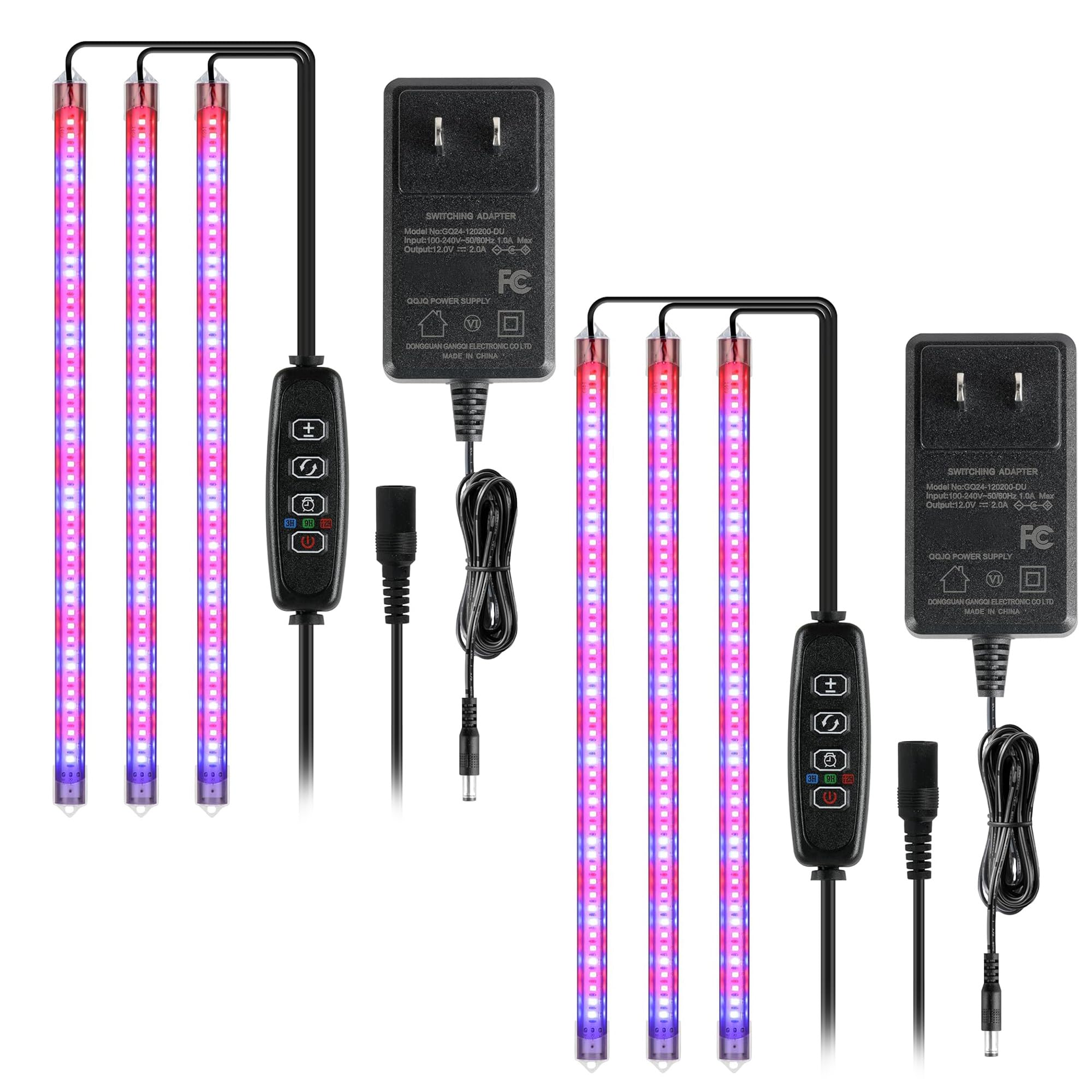 iPower 2Pack 40W LED Grow Lights with Full Spectrum Plant Growing Light Strips for Indoor Plant with Auto ON/Off 3/9/12H Timer,