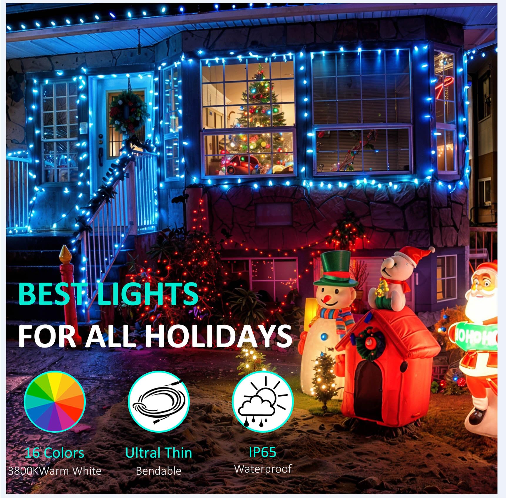 Outdoor String Lights,80 Ft Rope Lights 240 Leds Color Changing Lights With Remote, Waterproof Lights Plug-In Outdoor Fairy Lights Twinkle Lights For Wedding, Patio, Garden, Christmas Decor,16 Color