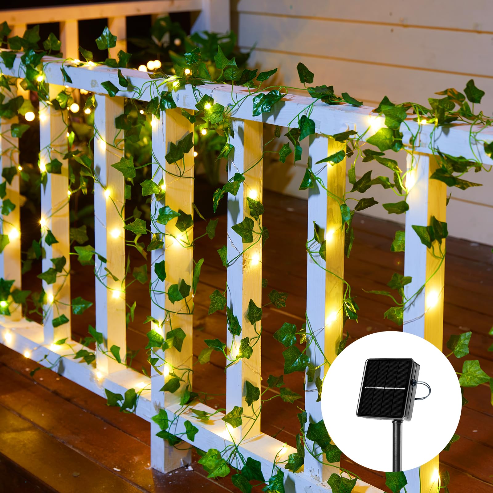 Brightown Solar Fairy Lights Outdoor, 33Ft Ivy String Lights, Copper Vine Lights For Garden, Model 40Ft-Solar-Vine-Lights