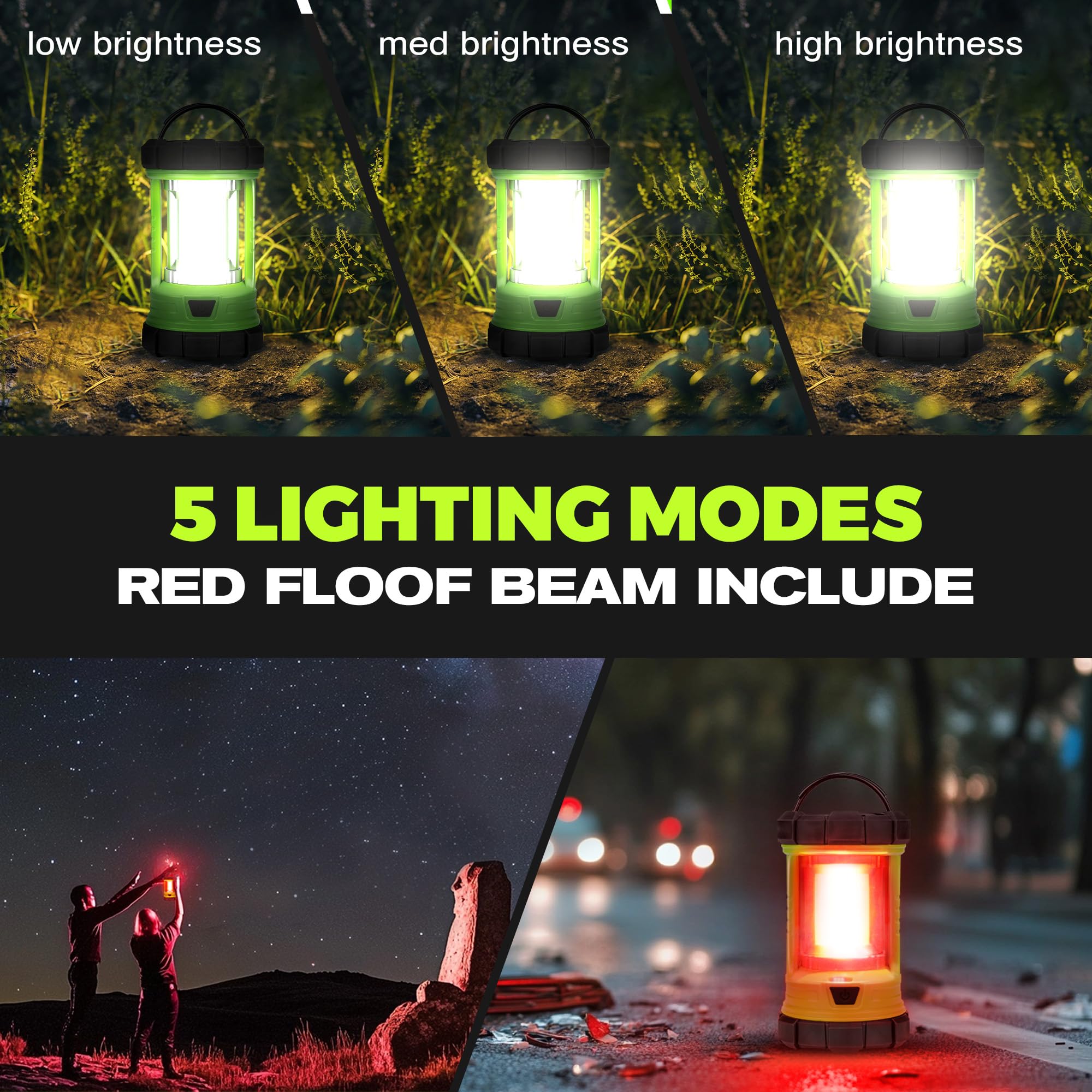 elesall Camping Lantern, 3000LM LED Rechargeable Battery Operated Lantern, 5 Light Modes, COB Waterproof Lantern Flashlight, Cam