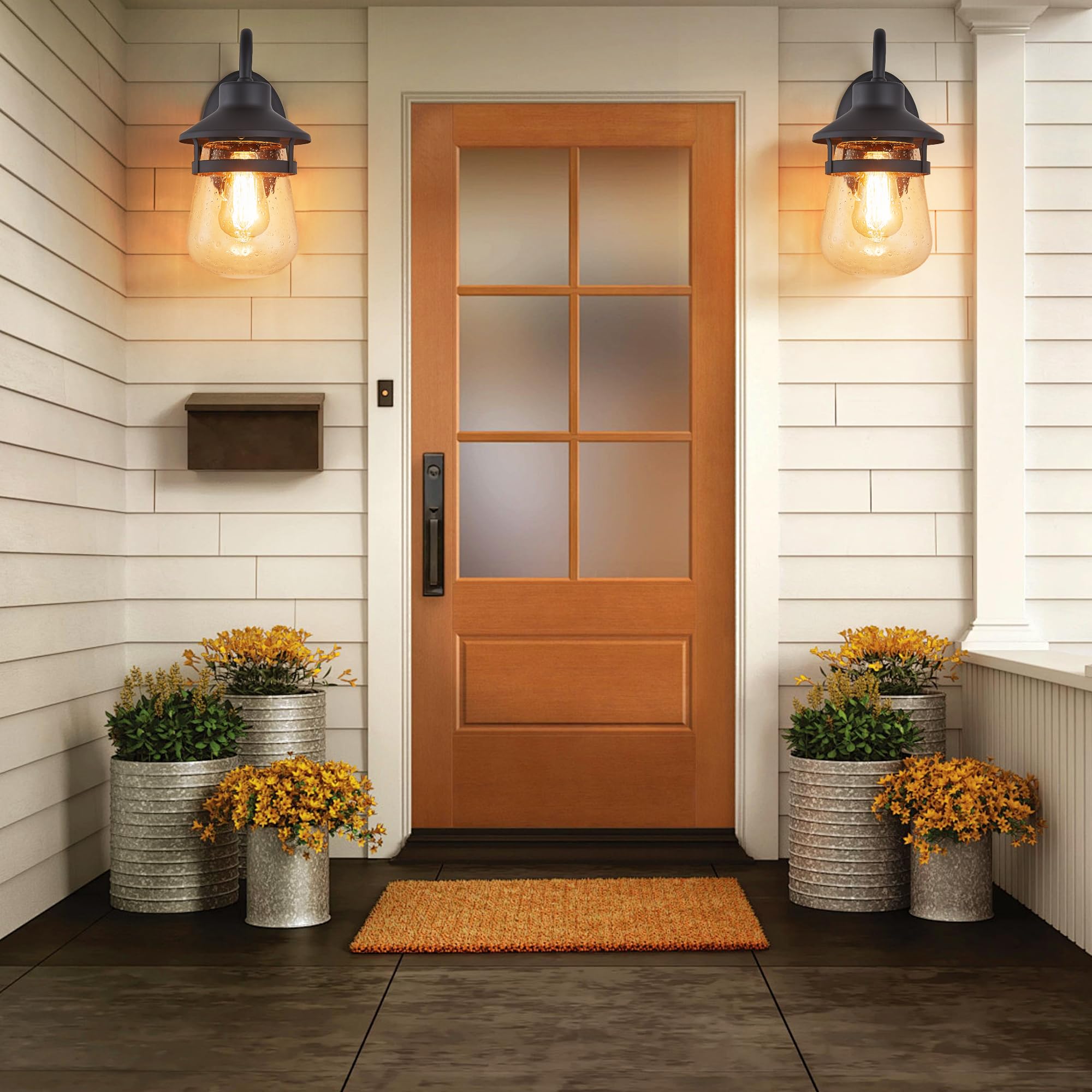 Tarentlight Outdoor Wall Sconce, Waterproof Oil-Rubbed Bronze, 12.6 Inch H, Model W2413-ORB, Clear Seeded Glass Shade
