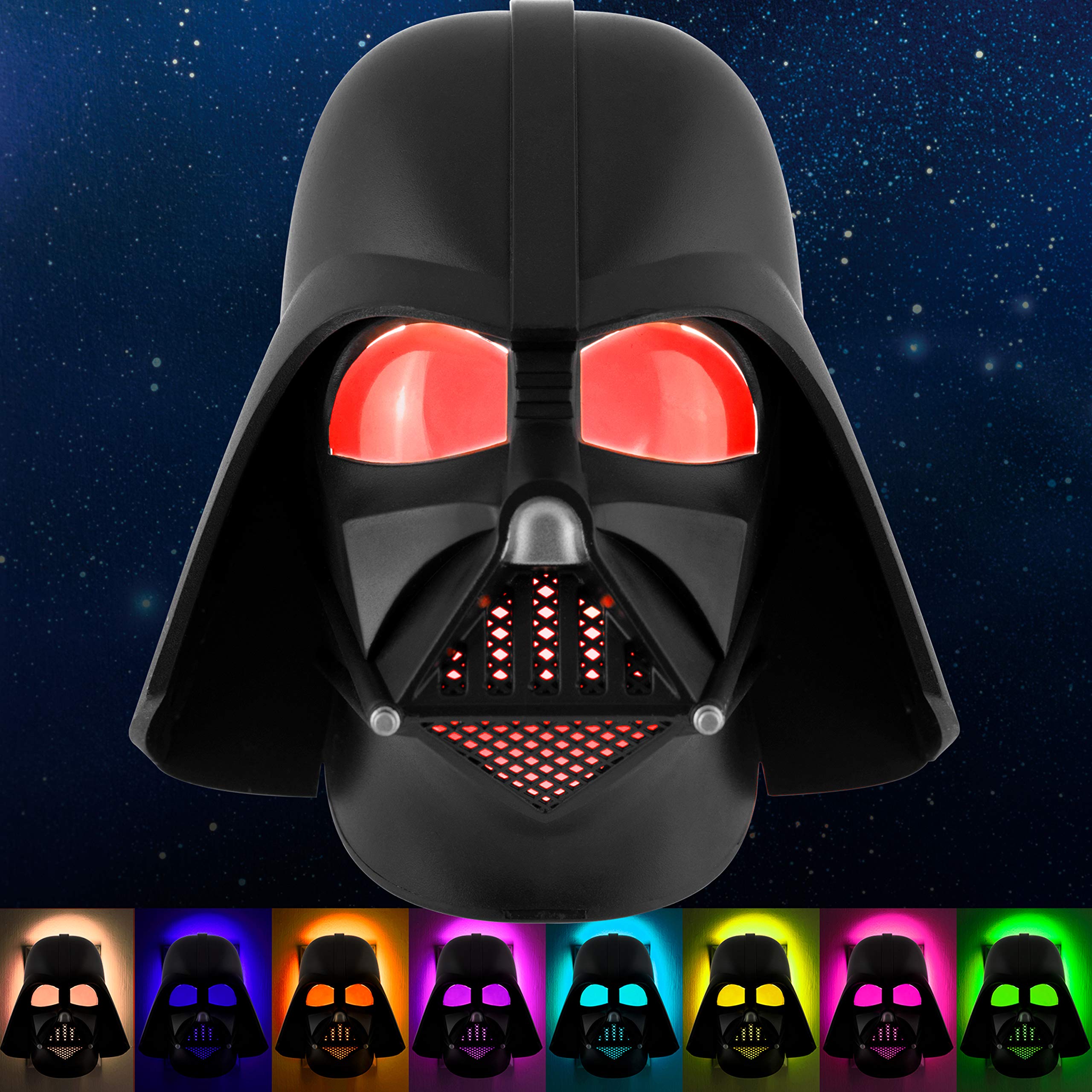 Star Wars Darth Vader Led Night Light, Color Changing, Collector'S Edition, Dusk-To-Dawn Sensor, Plug-In, Disney, Galaxy, Ideal For Bedroom, Bathroom, Nursery, Hallway, 43428