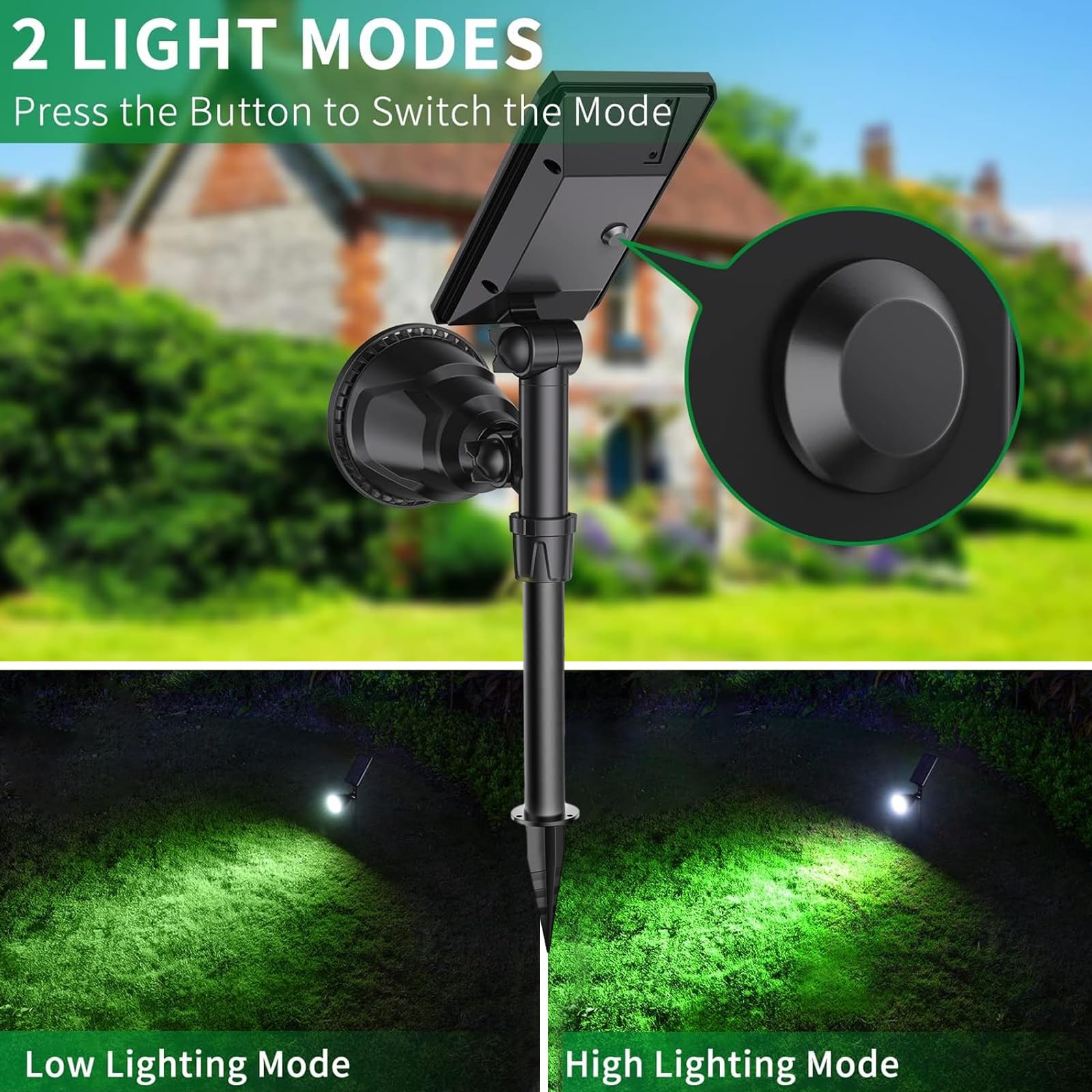 JSOT Solar Spotlights Outdoor, IP65 Waterproof 600 LM, 18 LED Beads, Cool White, 4 Pack, Model 6D-CW for Garden and Pathway Lighting