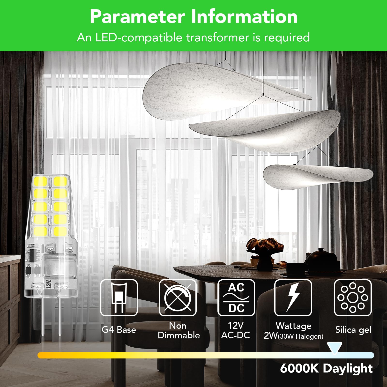 Bubo 5 Pack G4 Led Bulb 2W Equivalent 30W 6000K Daylight 250 Lumens 360Beam Angle, T3 Halogen Bulb Replacement Landscape Bulbs,