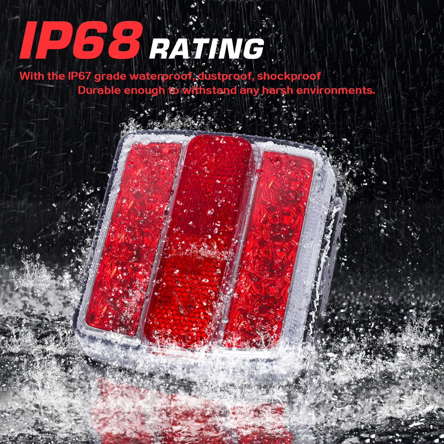 LINKITOM Magnetic LED Trailer Towing Light Kit - 24ft Cable, 7 Pin Plug, IP68 Waterproof, DOT Approved, Black