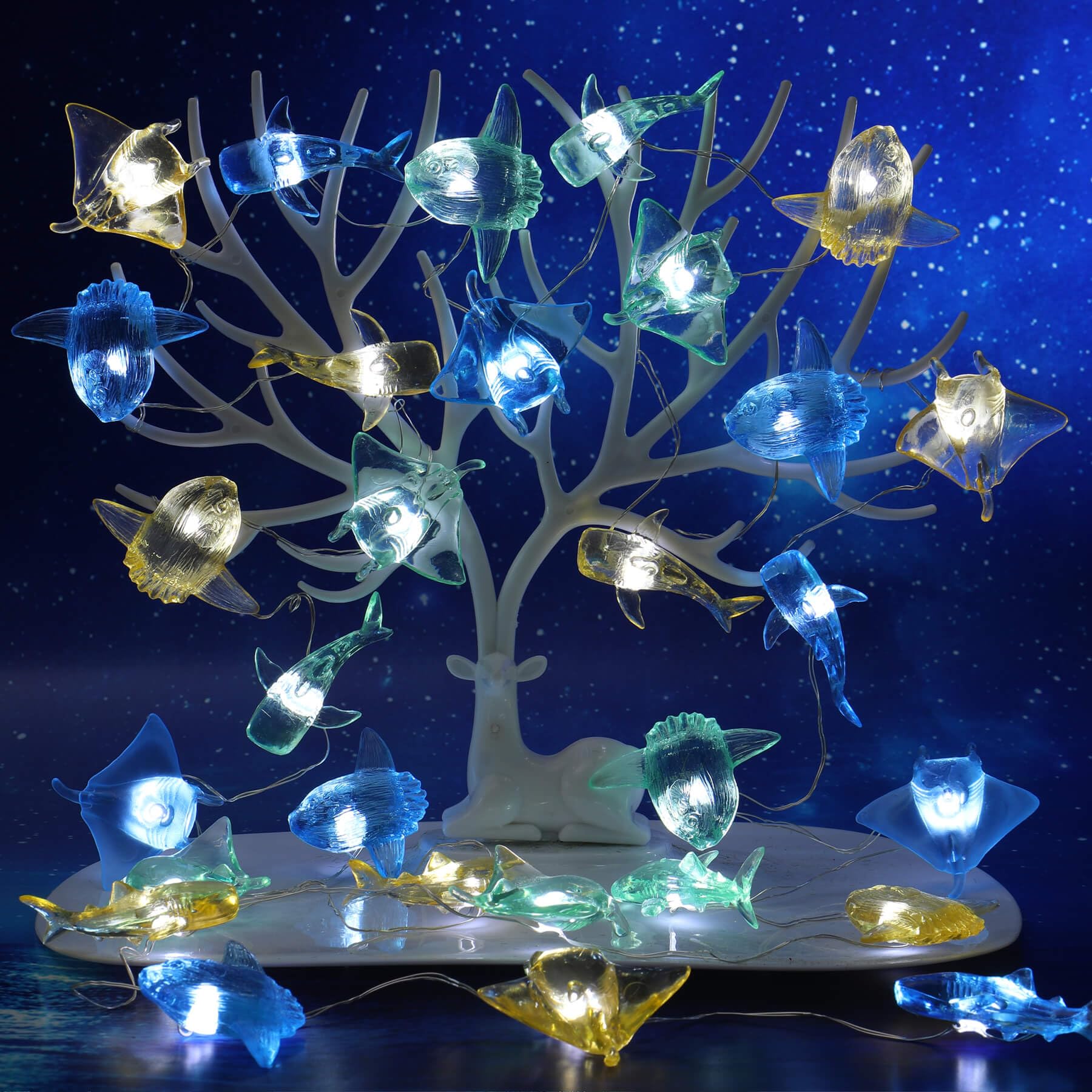 Ocean Themed Sea Life Fairy Decorative String Lights Of Marine Life Cute Lights Whale Shark Sunfish Manta Ray 10Ft 30 Leds Usb Operated With Remote Control For Bedroom Beach Party Decoration
