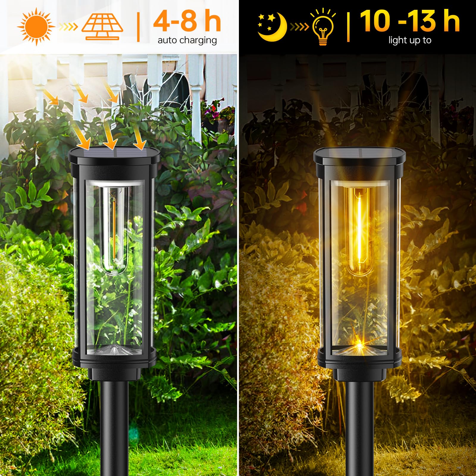 Bitpott Bright Solar Lights Outdoor 6 Pack, Solar Pathway Lights Waterproof Ip65, Auto On/Off Solar Garden Lights, Long Lasting Solar Outdoor Lights For Walkway Landscape Path Yard Lawn Patio Decor