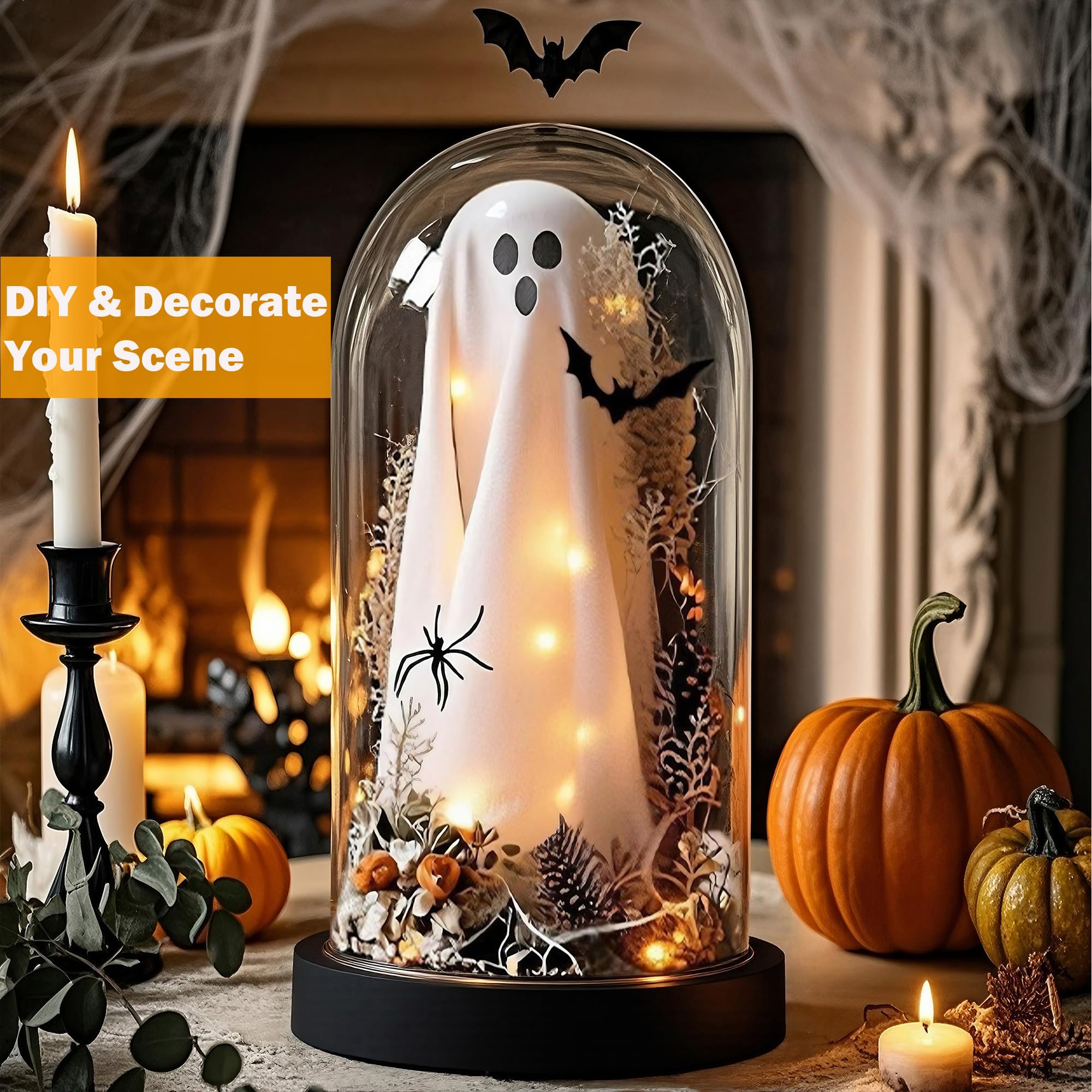 Sladpoem Light Up Ghost In Removable Glass Dome  Cute White Spirit Decoration For Winter Tabletop  Cozy Home Accent  Holiday Night Light For Mantel  Bedroom Or Office Decor