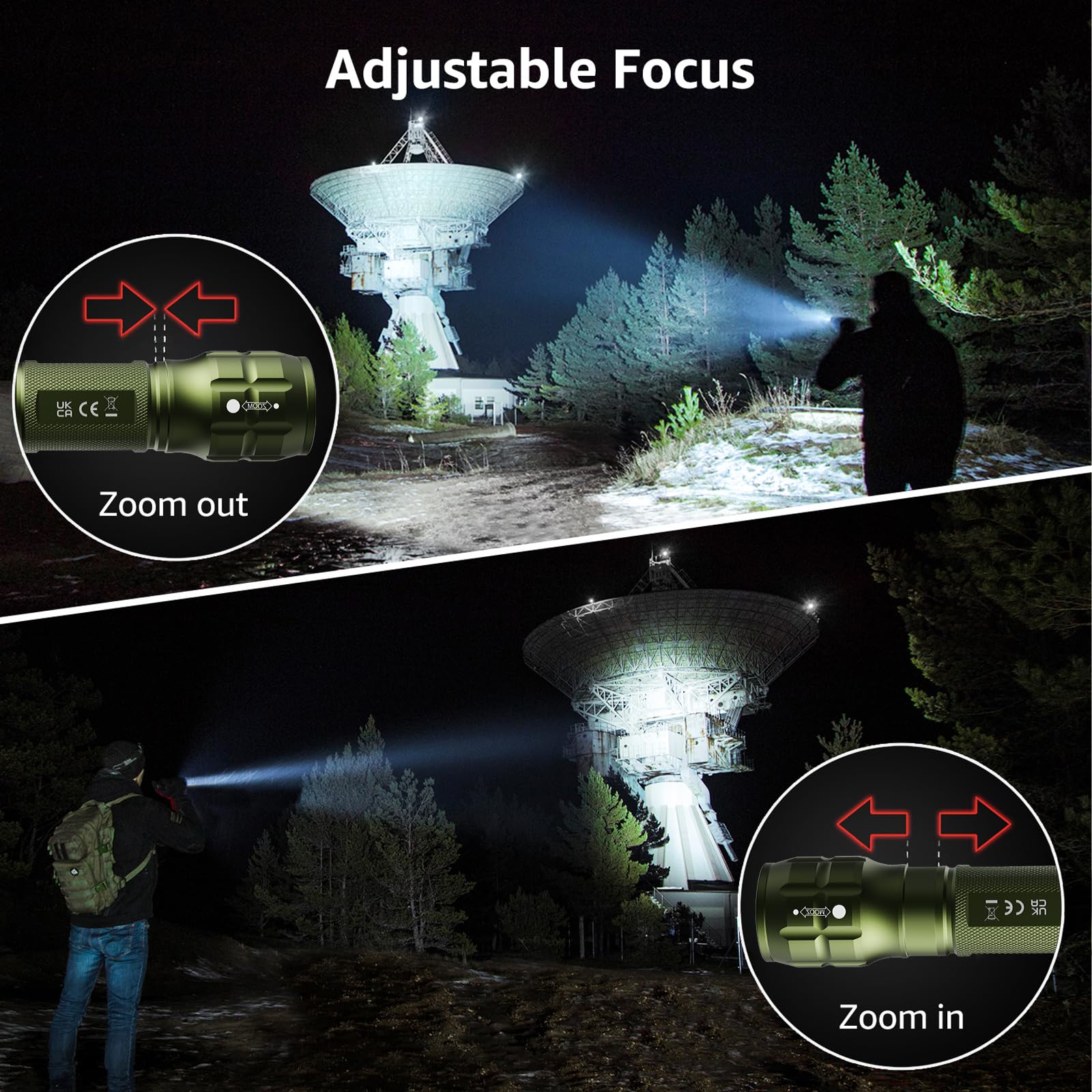 Lighting EVER LED Flashlights, High Lumens, Waterproof, Small, Green, Model 1200012, 2 Pack, AAA Batteries Included