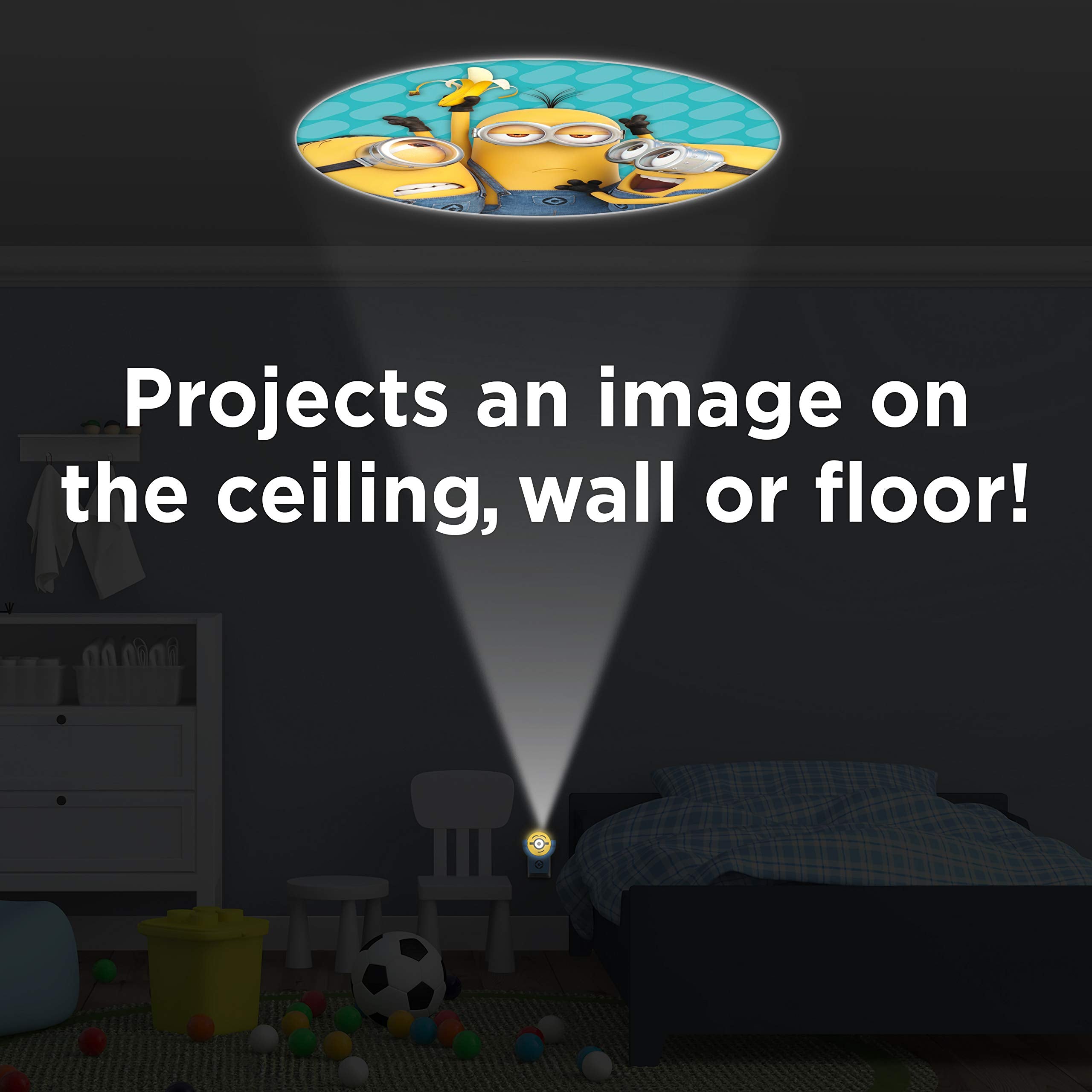 Projectables Minions Night Light, Light Sensing, Collector’s Edition, 1 Pack, Model 42029, Yellow, Projectable