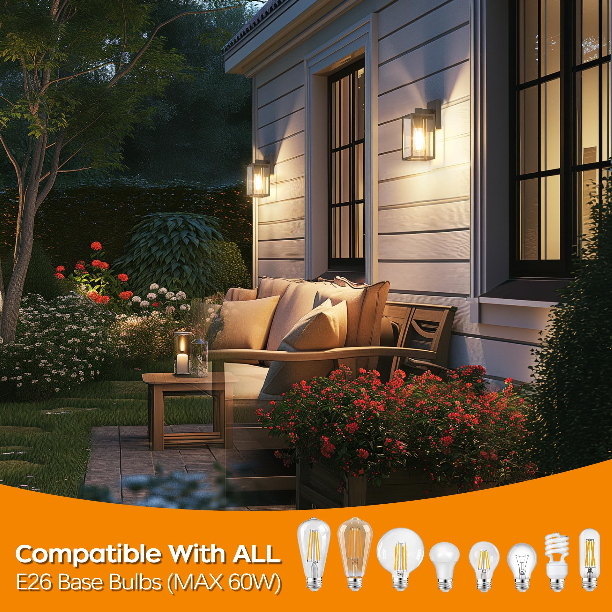 Outdoor Light Fixture Wall Mount, Led Exterior Lighting Fixtures For Outside, Front Porch Lights, Waterproof Wall Sconce Lantern
