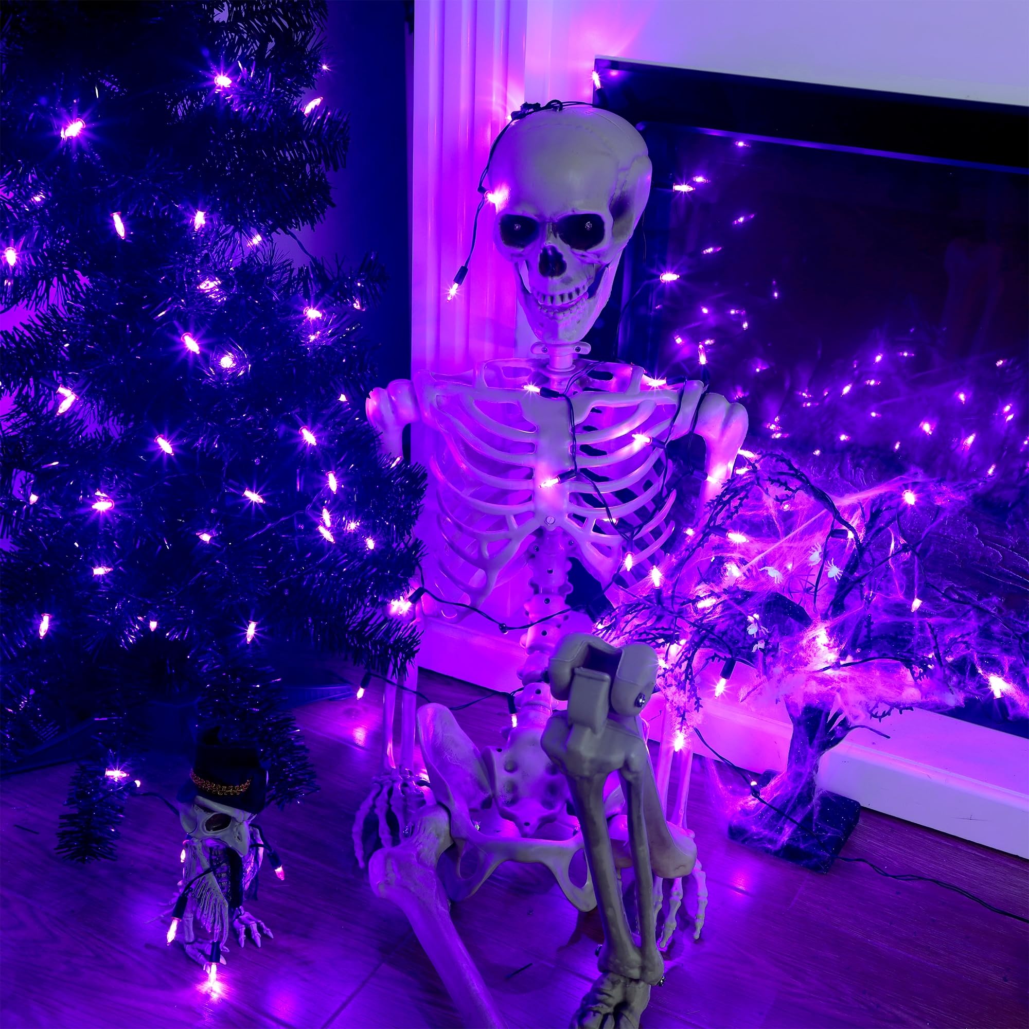 Blissun Mini String Lights - 50-Count Battery Operated, 8 Modes, 16 ft, Purple, 1 Pack, Synthetic Material