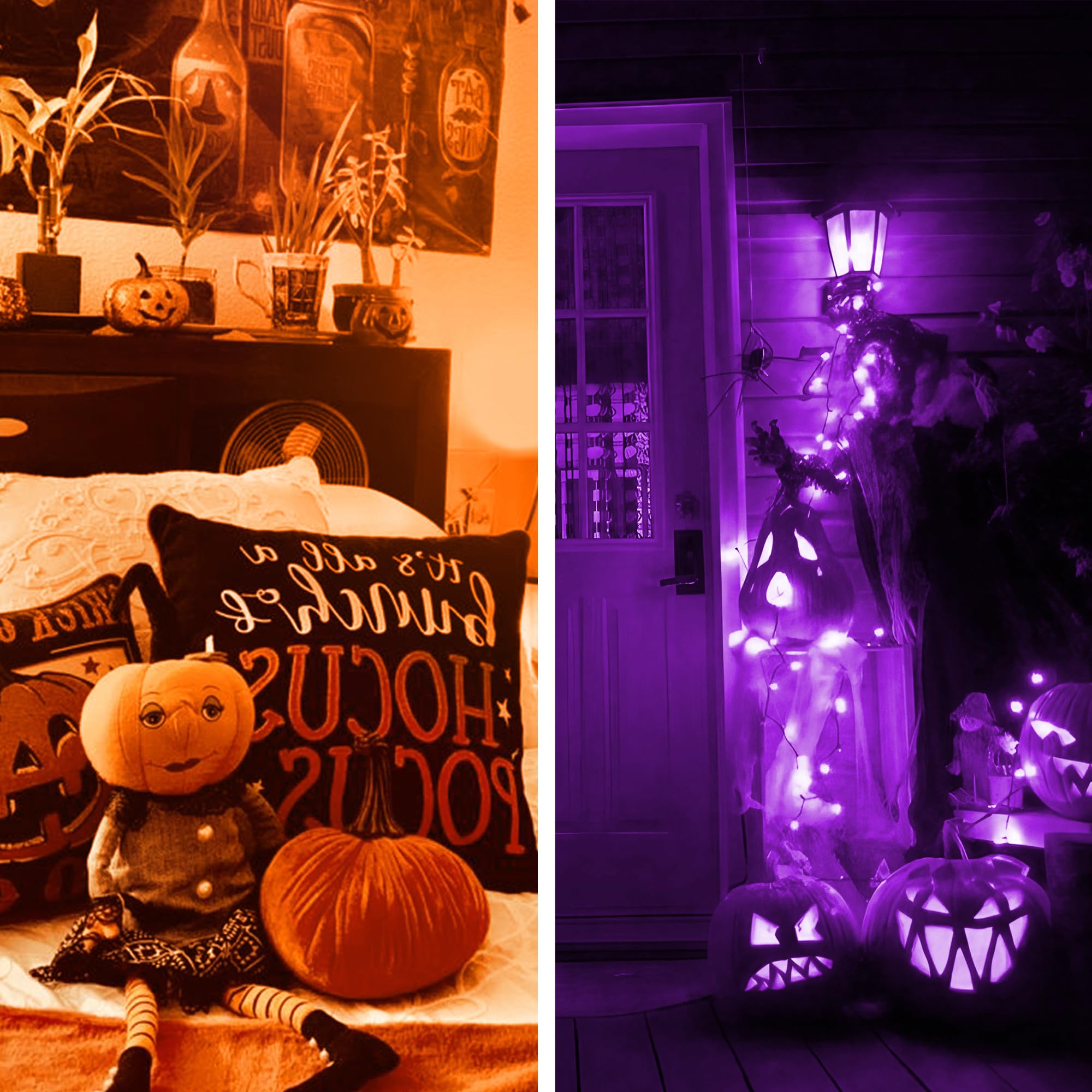 Flaspar 4 Pack Halloween Light Bulb  Led A19 Orange Purple Light Bulbs  Led Orange Light 9W (60W Equivalent) E26 Base Colored Light Bulbs For Halloween Party Decoration  Holiday Lighting Non-Dimmable