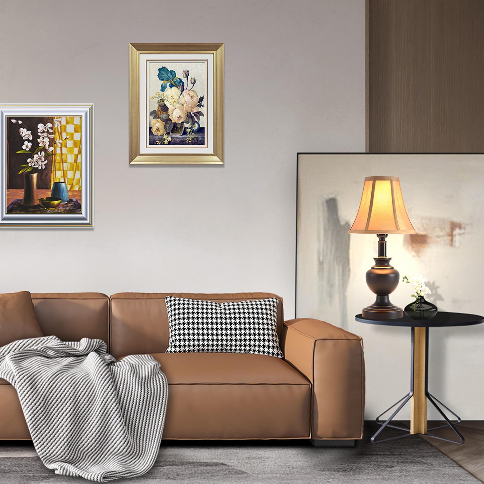 Smeike Traditional Table Lamp, Desk Lamp For Living Room With Fabric Shade, Vintage Bedside Lamp Bronze Brown Finish For Bedroom